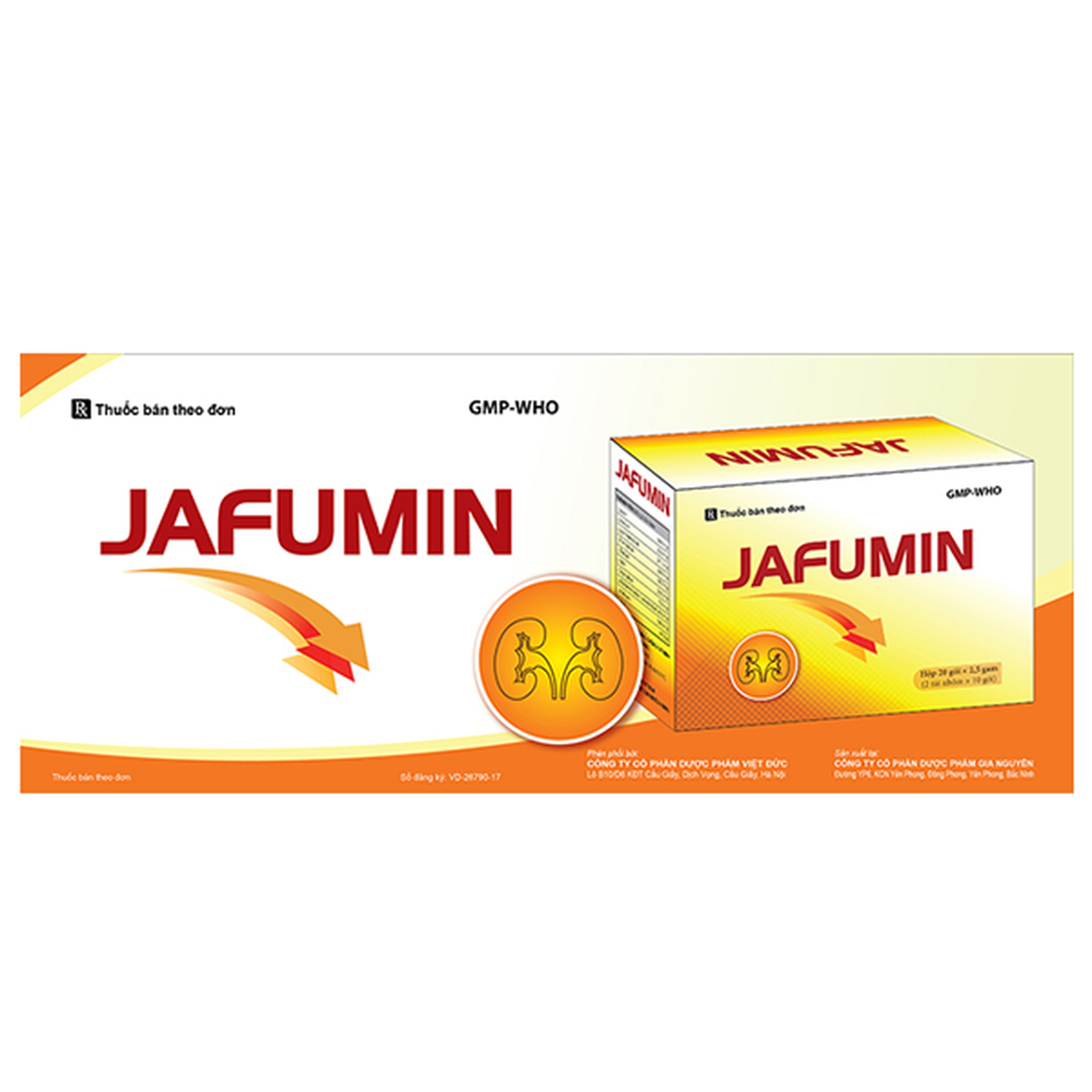 Cốm Jafumin Gia Nguyễn bổ sung các acid amin trong suy thận mạn tính (20 gói x 2.5g)