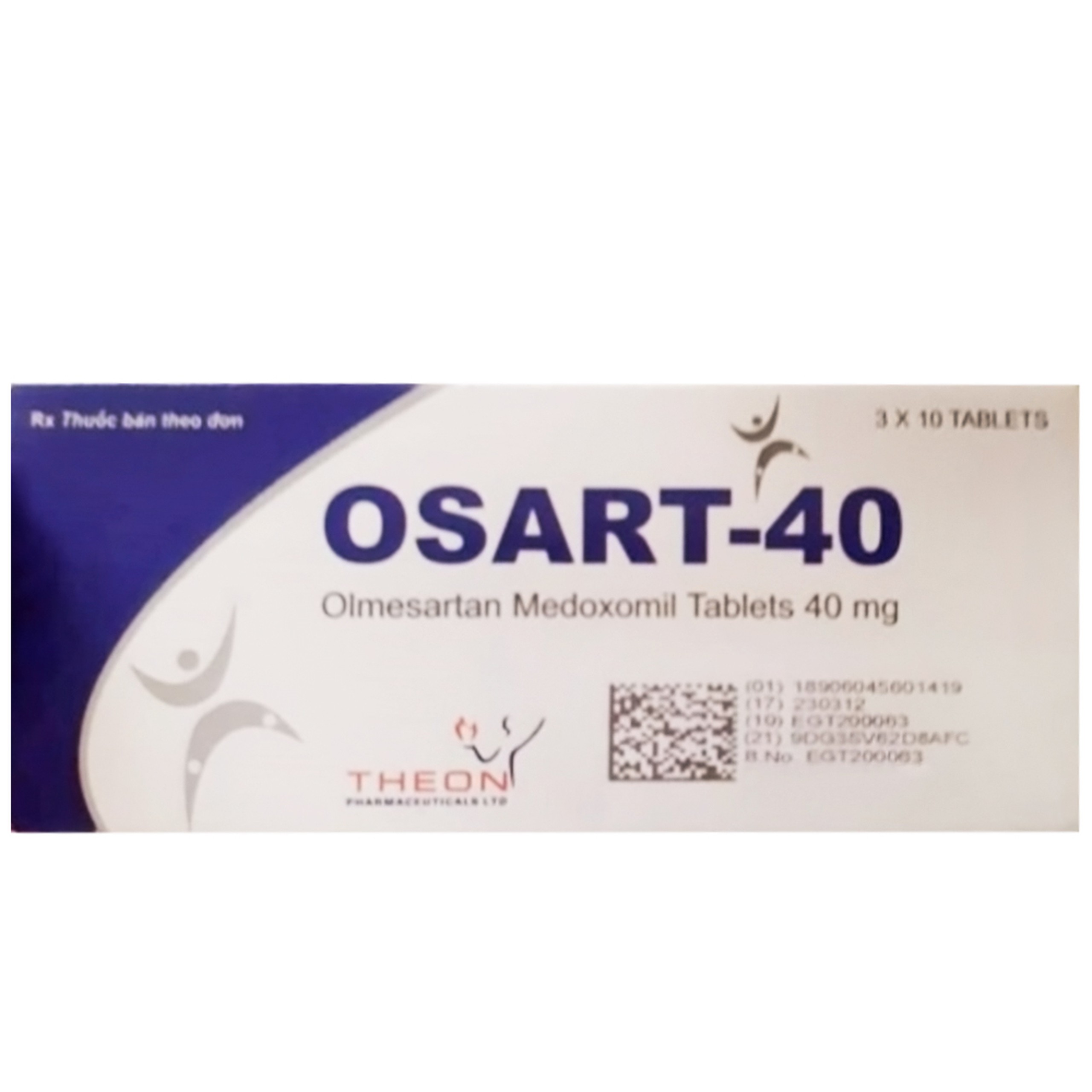 Viên nén Osart-40 Theon Pharma chống tăng huyết áp (3 vỉ x 10 viên)