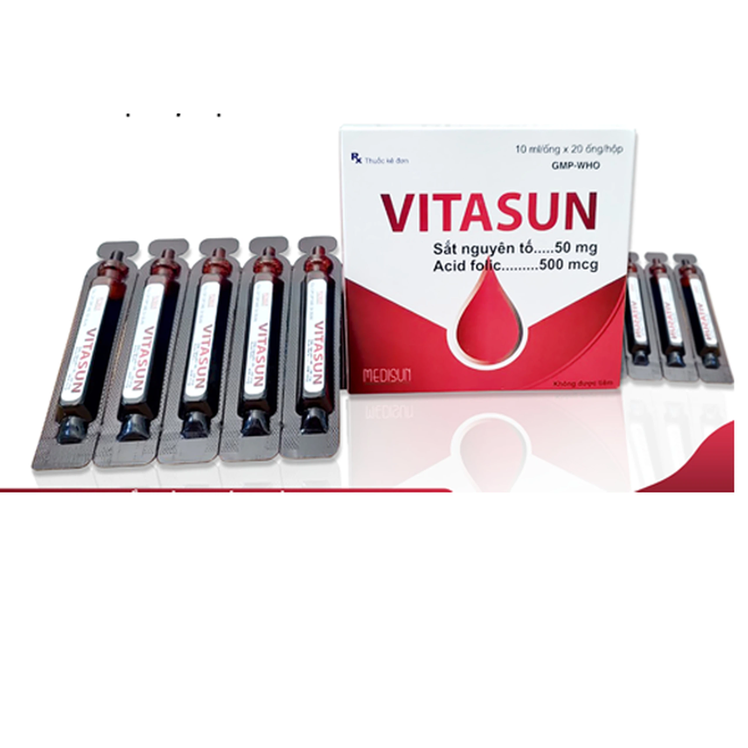 Dung dịch Vitasun Medisun phòng ngừa và điều trị thiếu máu do thiếu sắt (20 ống x 10ml)