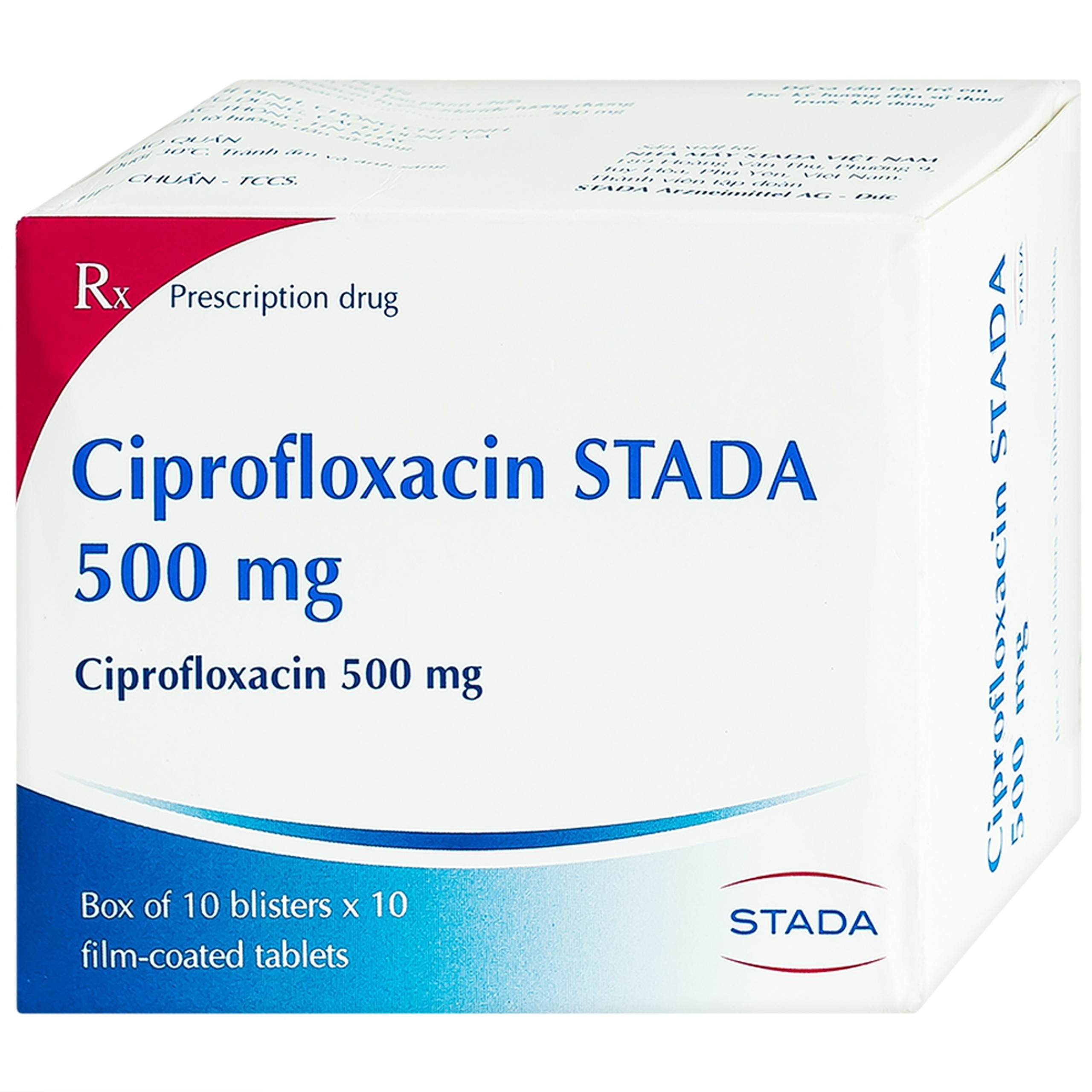 Thuốc Ciprofloxacin Stada 500mg điều trị trong các trường hợp nhiễm khuẩn (10 vỉ x 10 viên)