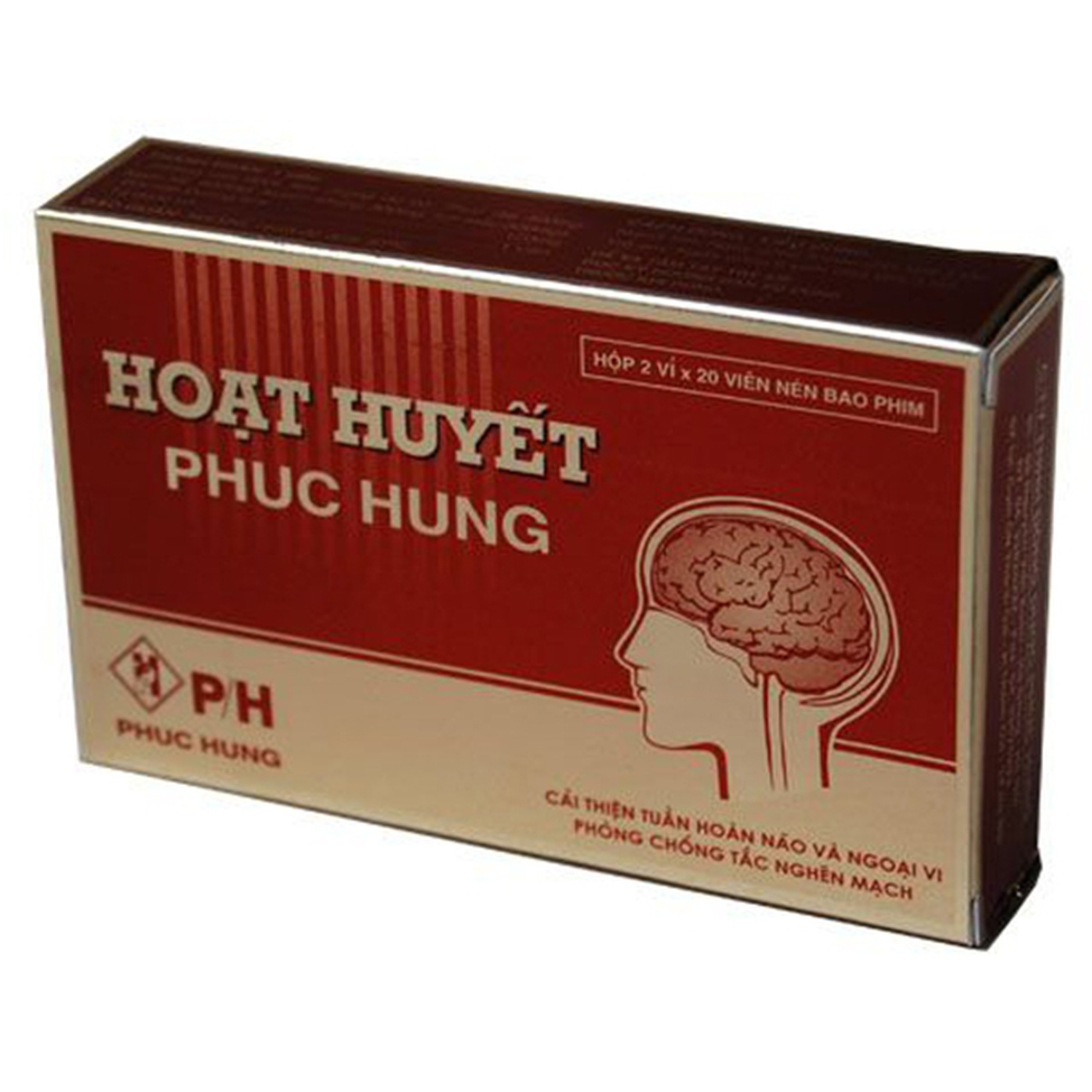 Thuốc Hoạt Huyết Phúc Hưng cải thiện tuần hoàn não và ngoại vi (2 vỉ x 20 viên)