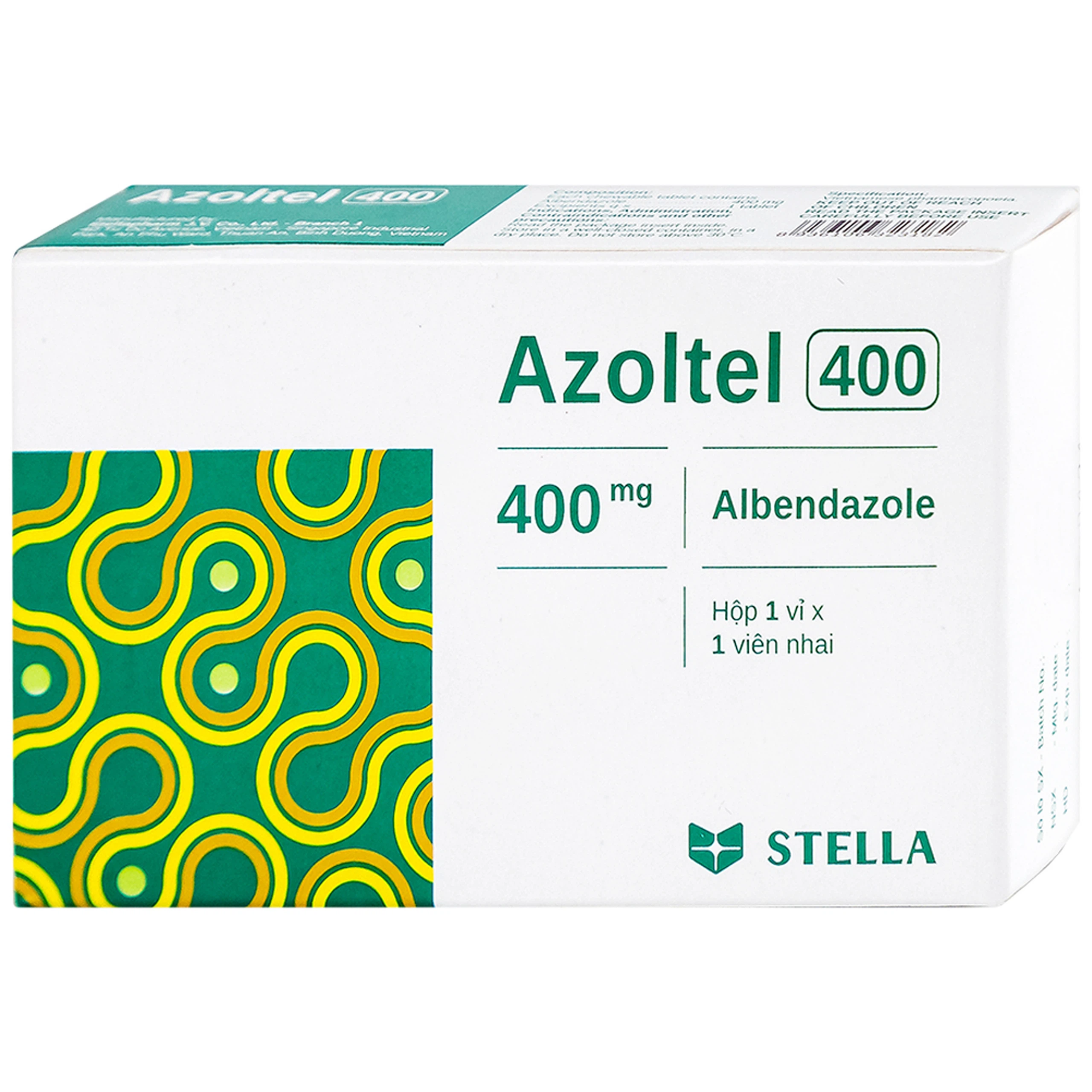 Thuốc Azoltel 400mg Stella điều trị nhiễm một hoặc nhiều loại ký sinh trùng đường ruột (1 viên)