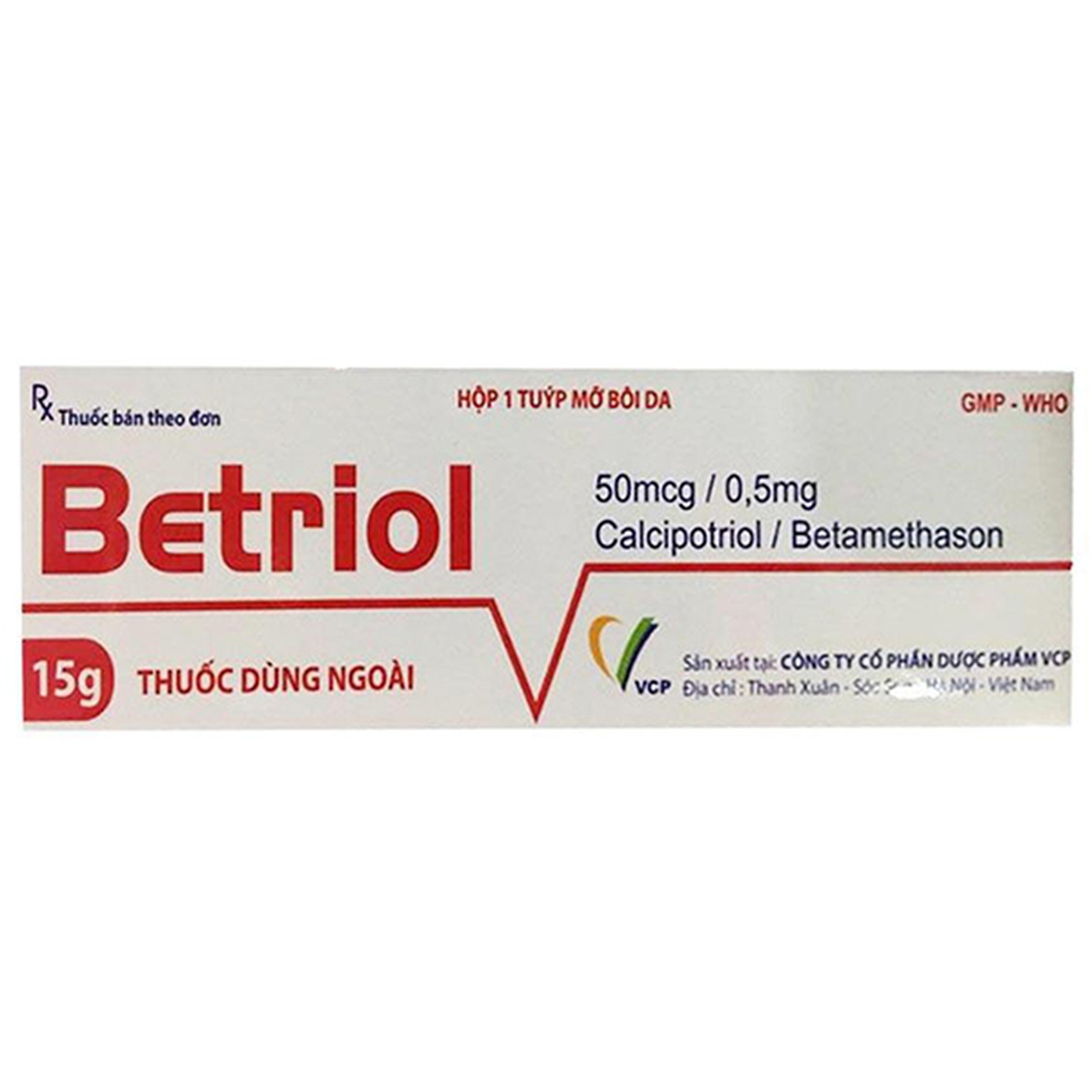 Thuốc mỡ bôi da Betriol 15g VCP điều trị tại chỗ cho bệnh vảy nến thể mảng ổn định
