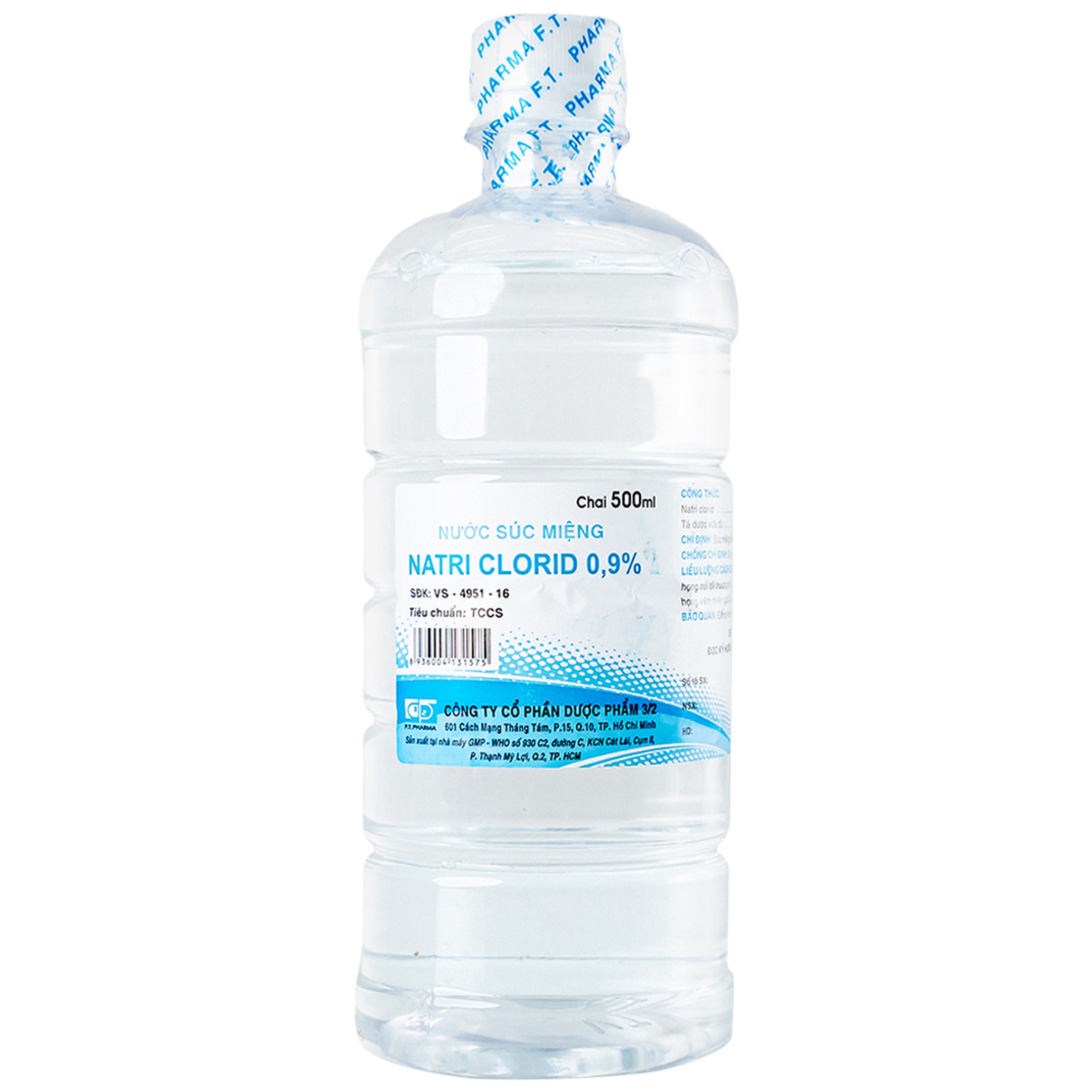 Nước súc miệng Natri Clorid 0.9% Dược Phẩm 3/2 vệ sinh răng, miệng, họng (500ml)