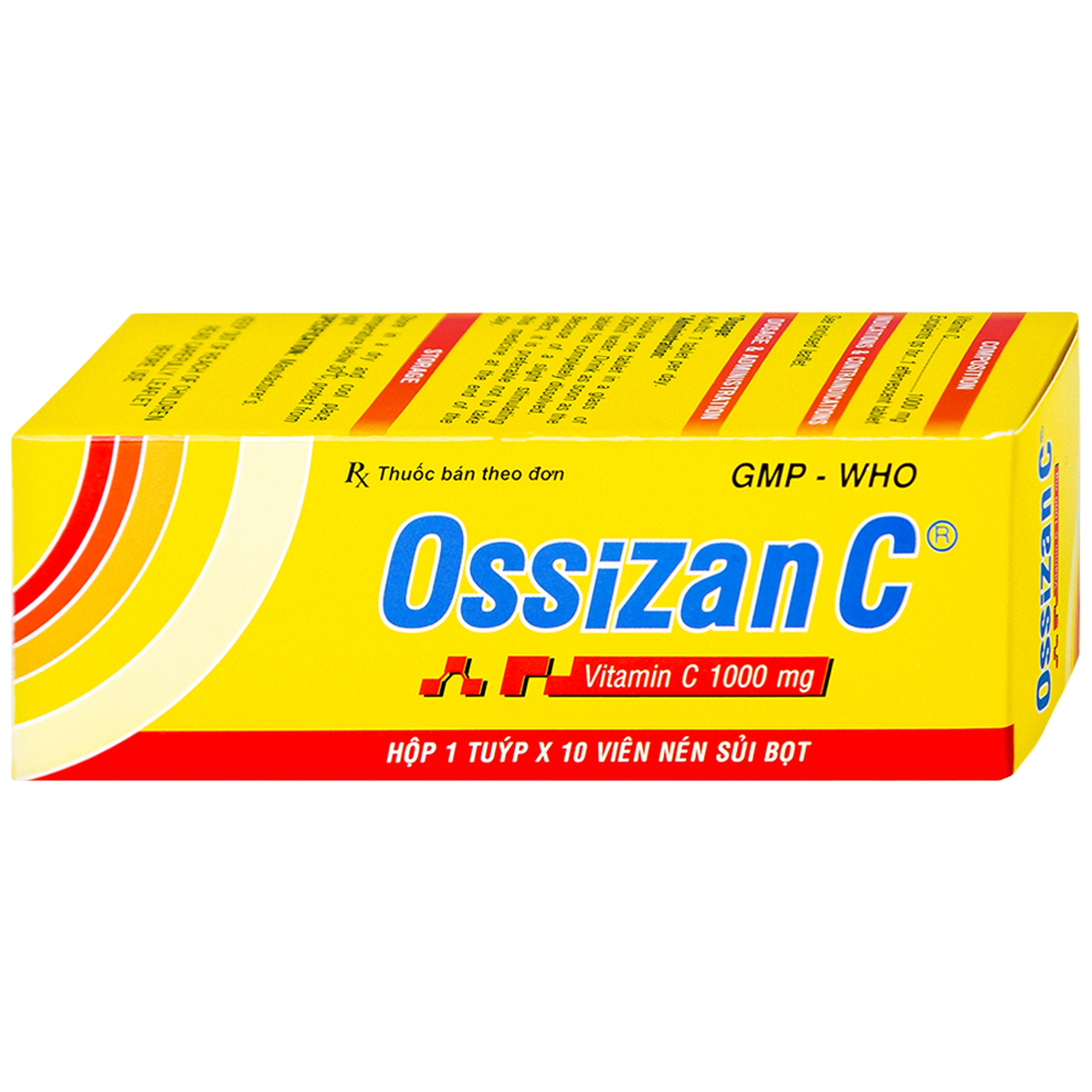 Viên sủi Ossizan C 1000mg Trường Thọ điều trị thiếu hụt vitamin C (10 viên)