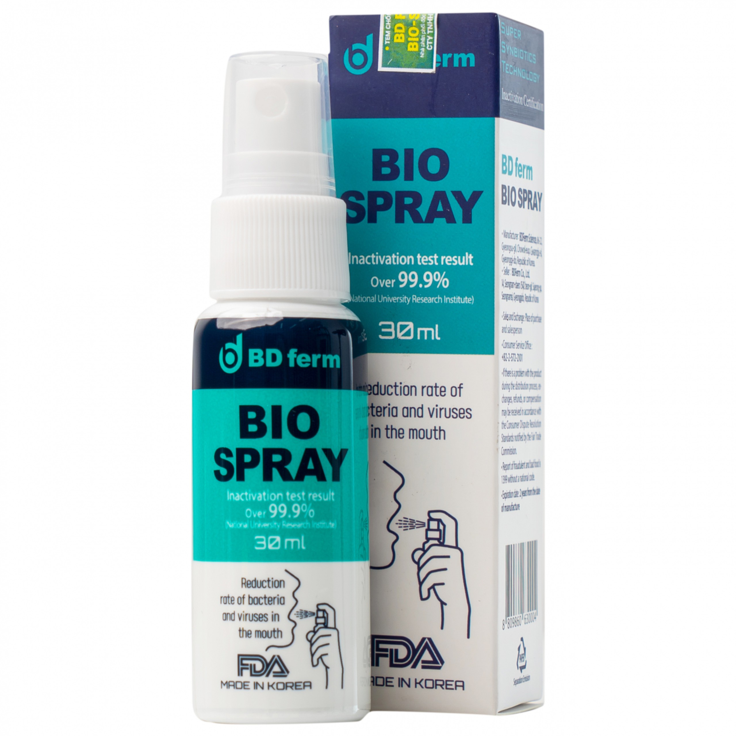 Men vi sinh kháng khuẩn dạng xịt BDFerm Bio - Spray 30ml ngăn ngừa các bệnh hô hấp