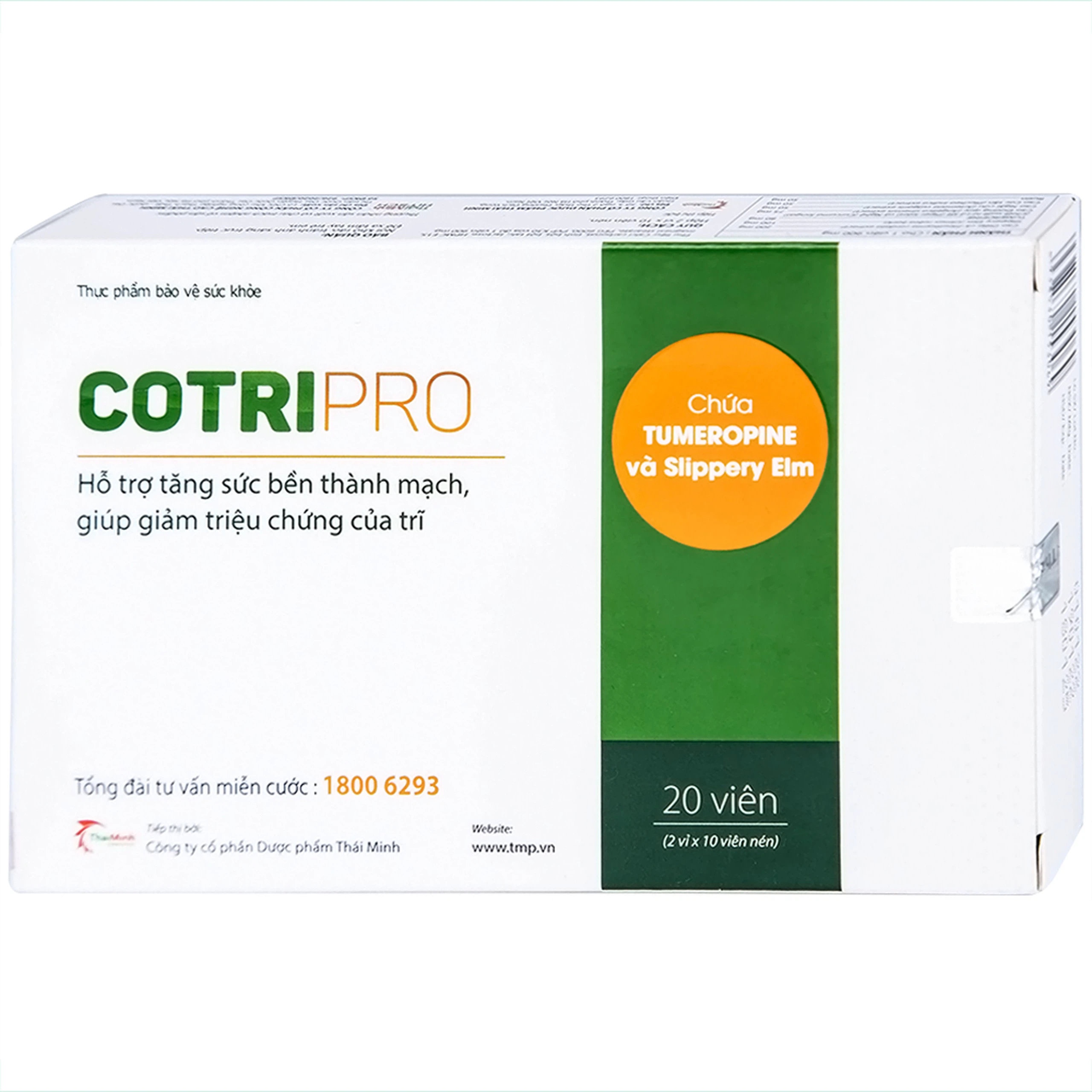 Viên uống Cotripro Thái Minh hỗ trợ tăng sức bền thành mạch, giảm triệu chứng của trĩ (2 vỉ x 10 viên)