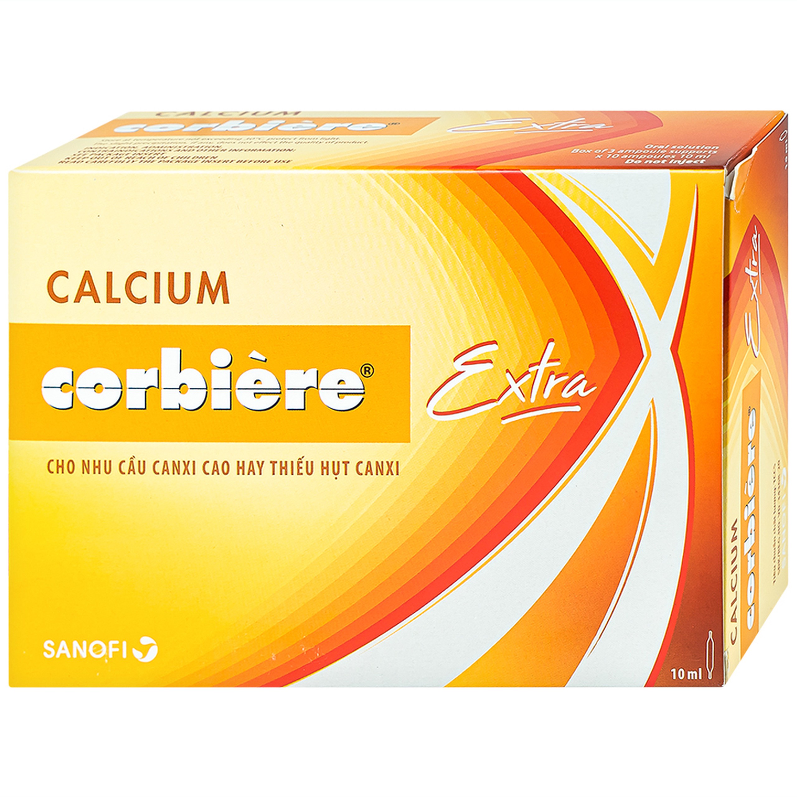 Dung dịch uống Calcium Corbière Extra Sanofi bổ sung canxi, hỗ trợ điều trị loãng xương (3 vỉ x 10 ống x 10ml)