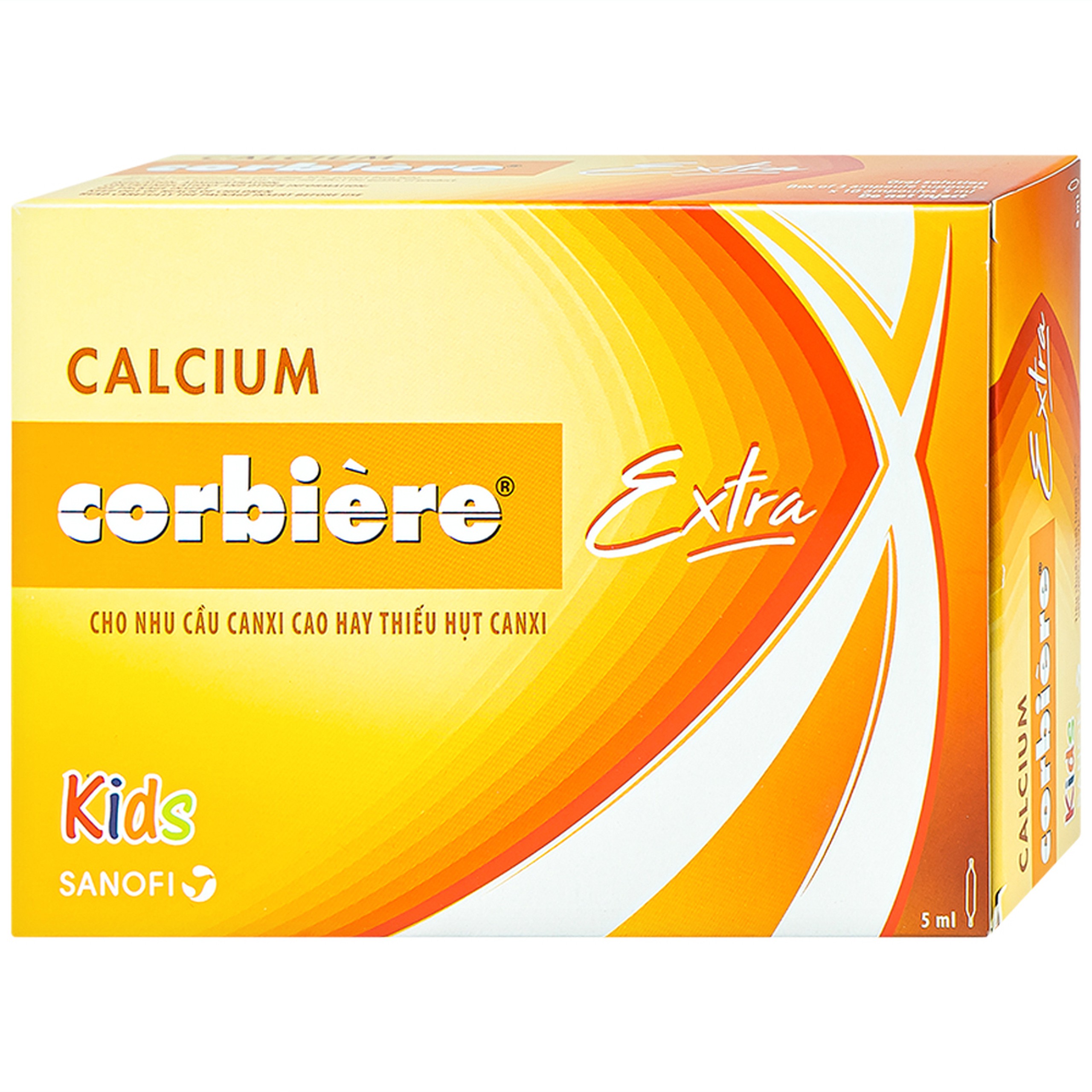 Thuốc Calcium Corbiere Kids Extra Sanofi bổ sung canxi cho trẻ em (3 vỉ x 10 ống x 5ml)