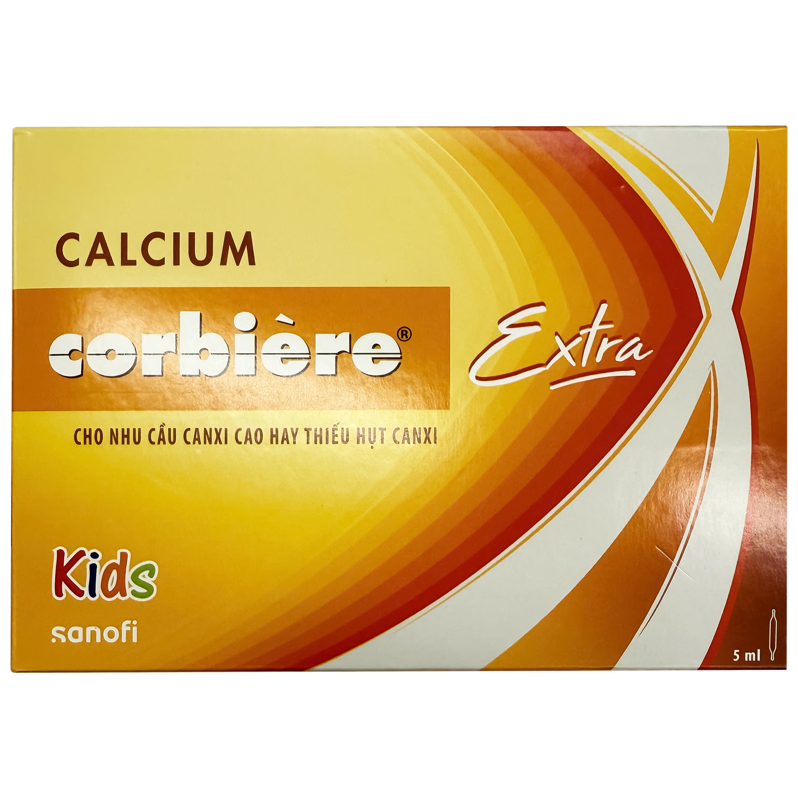 Thuốc Calcium Corbiere Kids Extra Sanofi bổ sung canxi cho trẻ em (3 vỉ x 10 ống x 5ml)