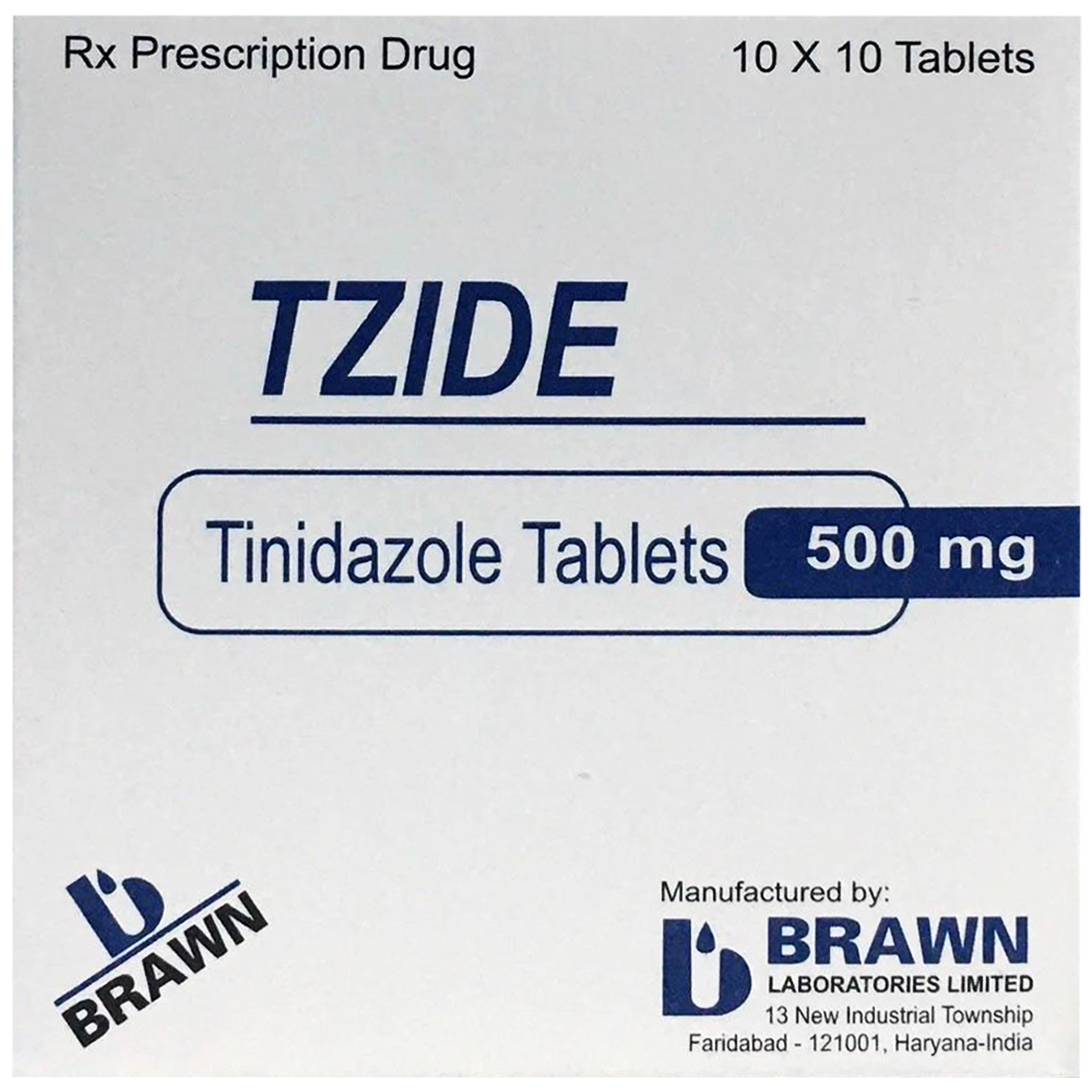 Thuốc Tzide 500mg Brawn điều trị nhiễm khuẩn (10 vỉ x 10 viên)