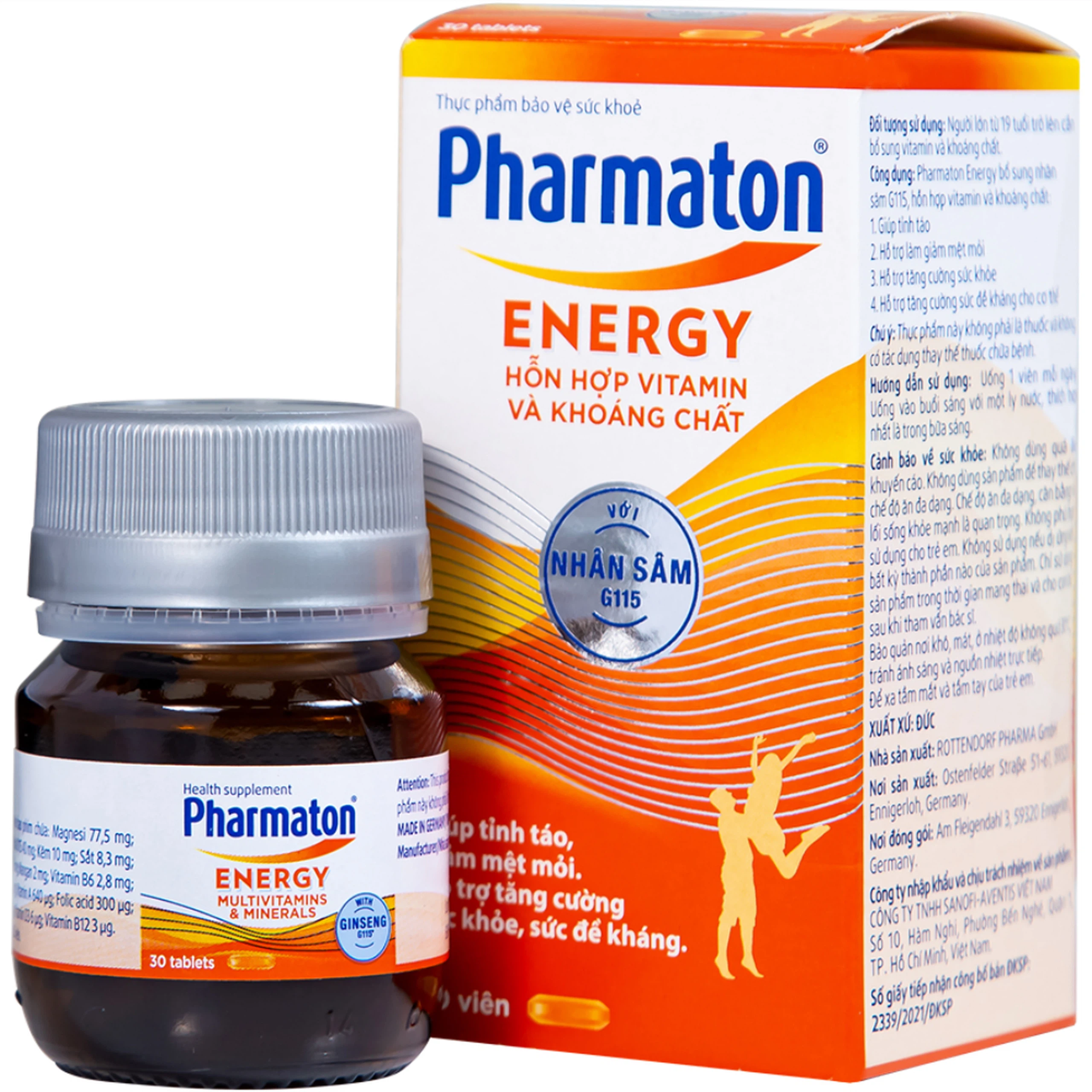 Viên uống Pharmaton Energy hỗn hợp vitamin và khoáng chất giúp tỉnh táo, hỗ trợ giảm mệt mỏi (30 viên)
