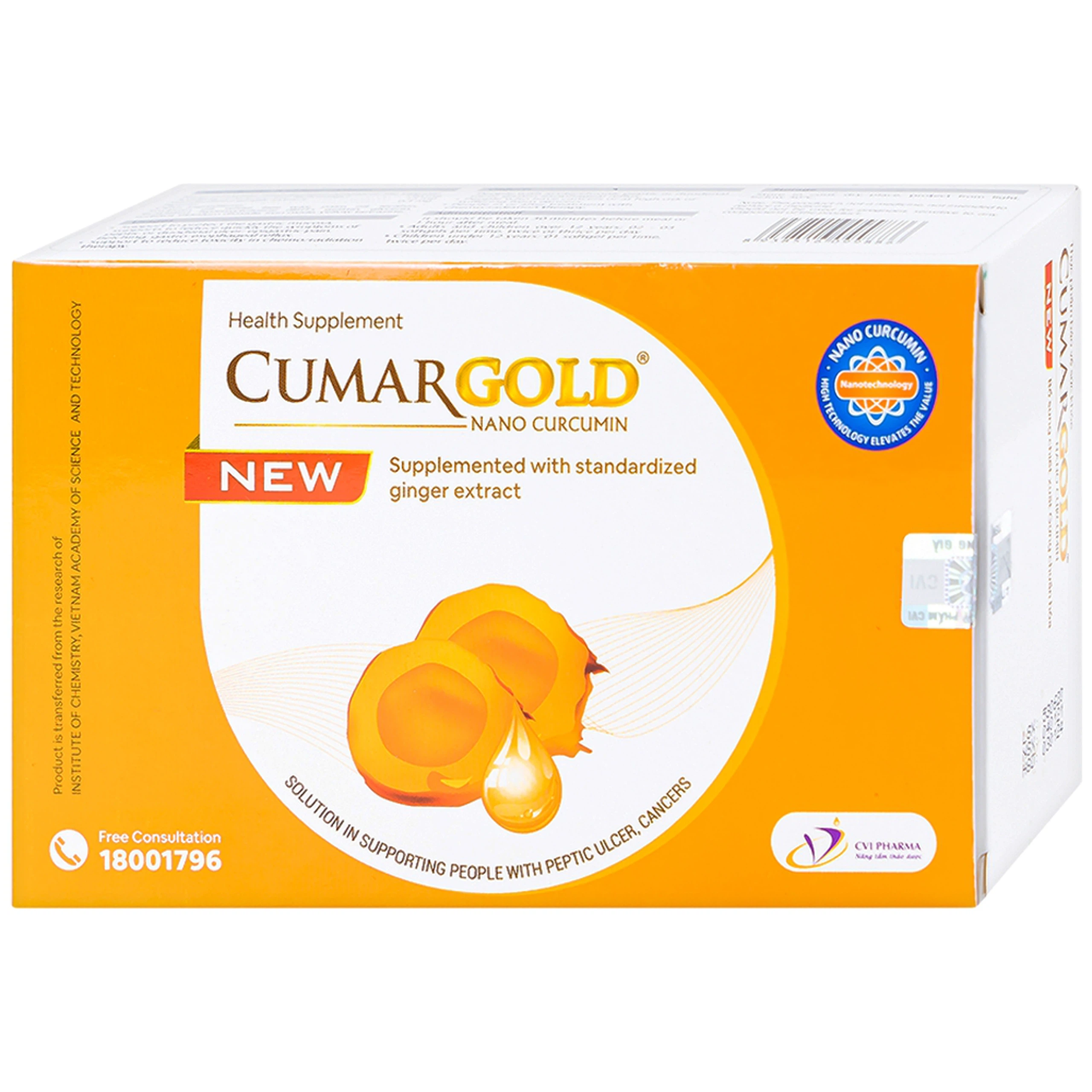 Viên uống CumarGold Nano Curcumin New CVI Pharma hỗ trợ bảo vệ niêm mạc dạ dày (4 vỉ x 10 viên)