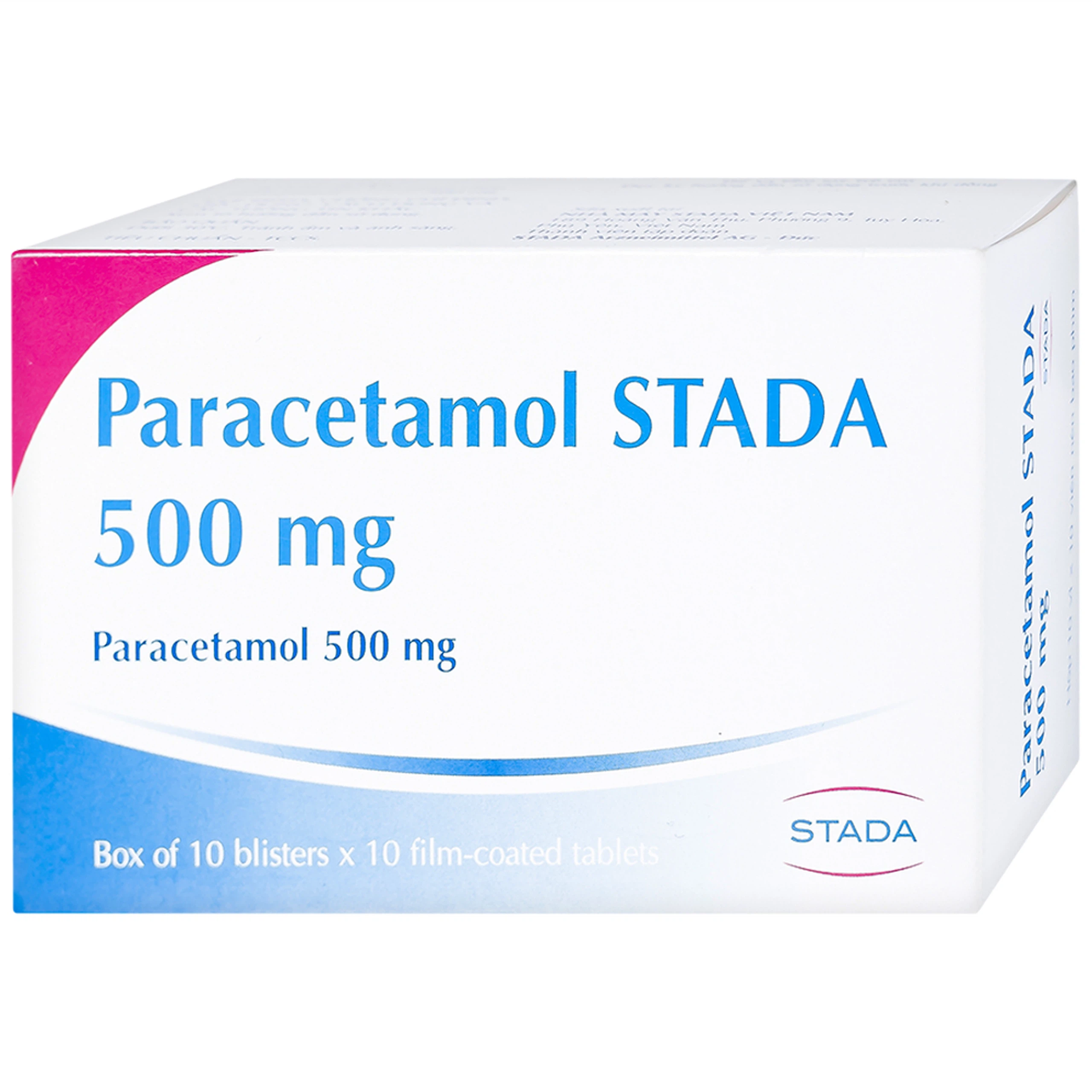 Viên nén Paracetamol Stada 500mg điều trị các cơn đau đầu, đau thần kinh, đau răng (10 vỉ x 10 viên)