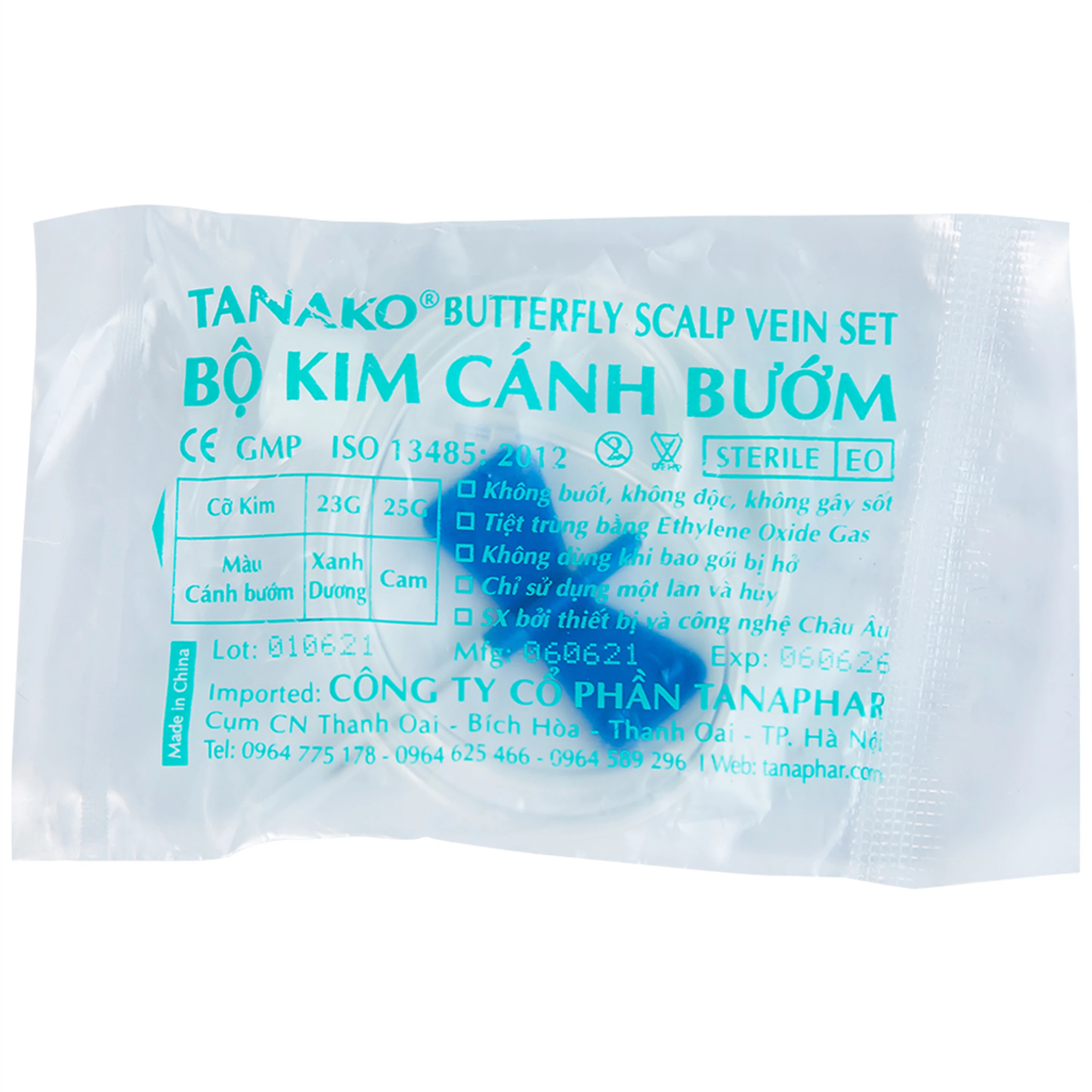 Bộ Kim Cánh Bướm Tanako Tanaphar truyền tĩnh mạch có cánh định vị (100 bộ)