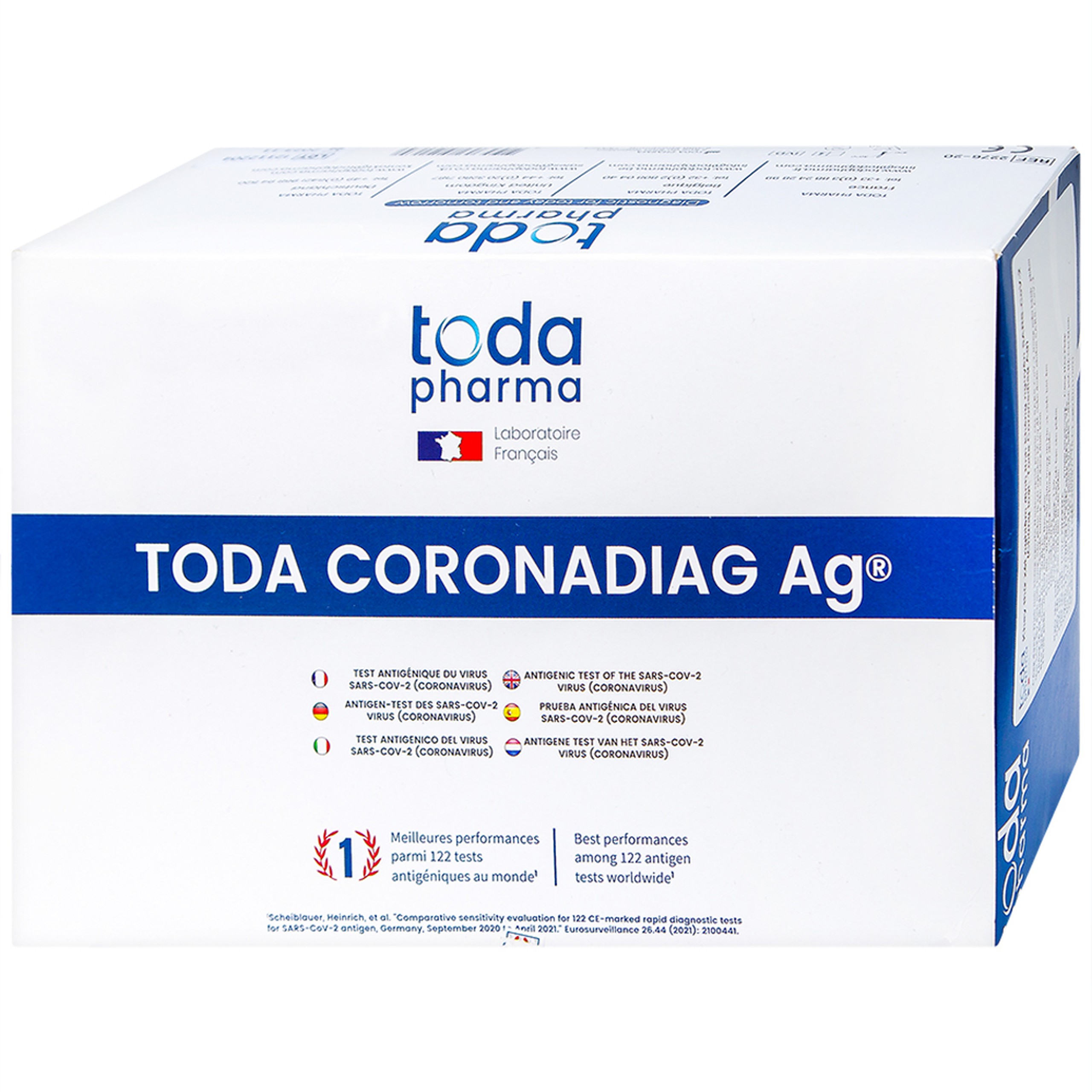 Bộ kit test nhanh Covid Toda Coronadiag Ag độ nhạy lên tới 98,6%, độ đặc hiệu 100% (20 kit)