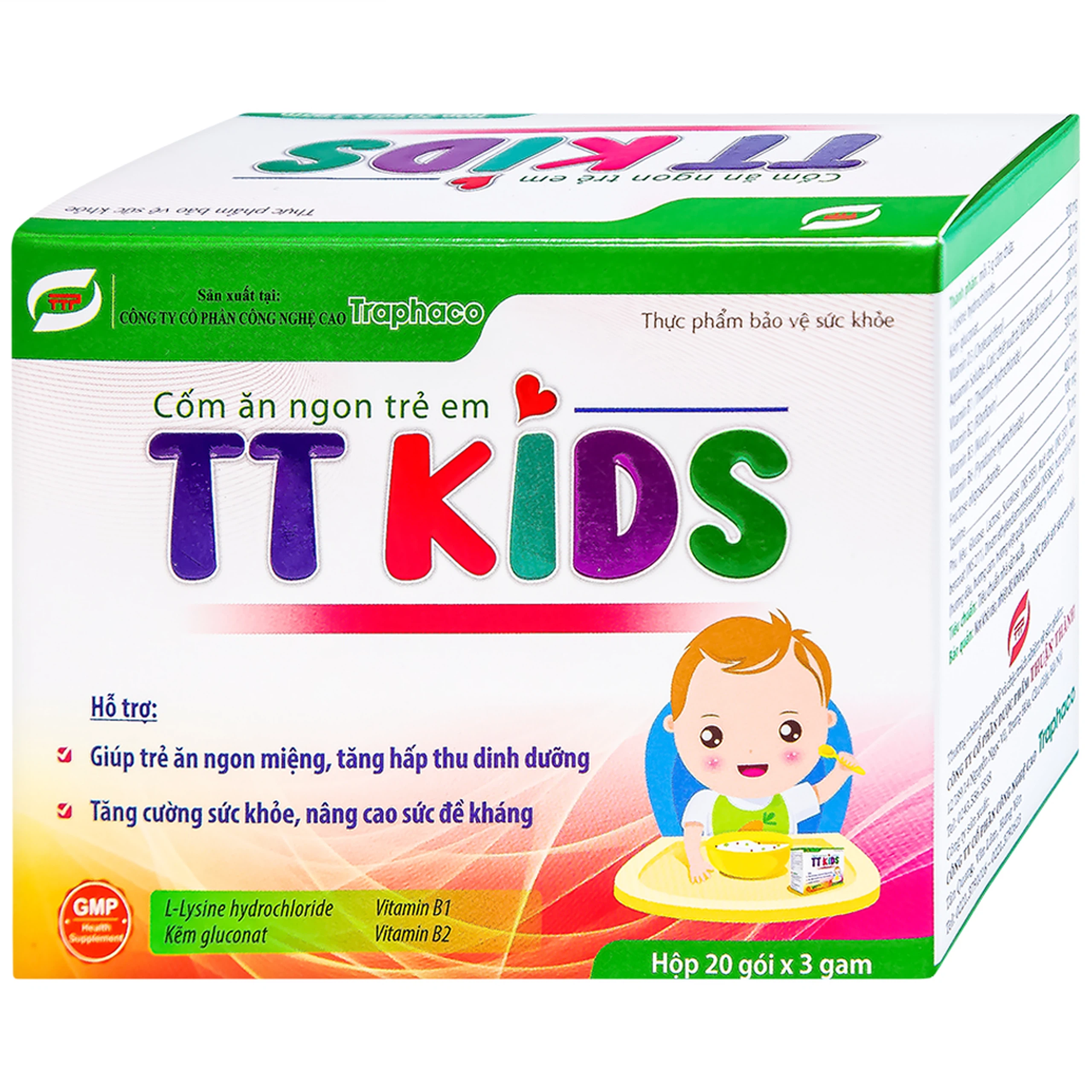 Cốm ăn ngon trẻ em TT KIDS Traphaco hỗ trợ tăng hấp thu dinh dưỡng, tăng cường sức khỏe (20 gói x 3g)