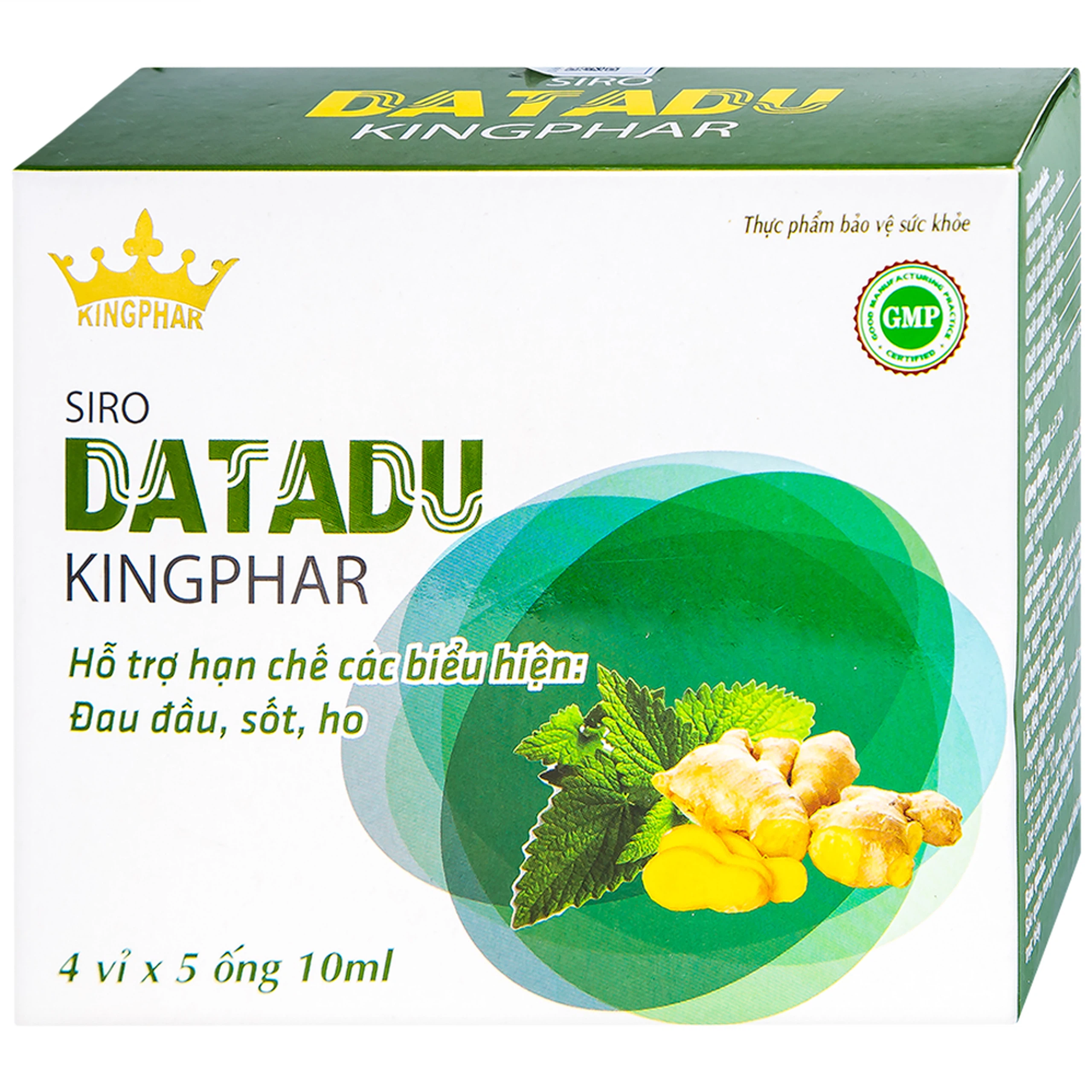 Siro Datadu Kingphar hỗ trợ hạn chế đau đầu, sốt, ho (4 vỉ x 5 ống x 10ml)