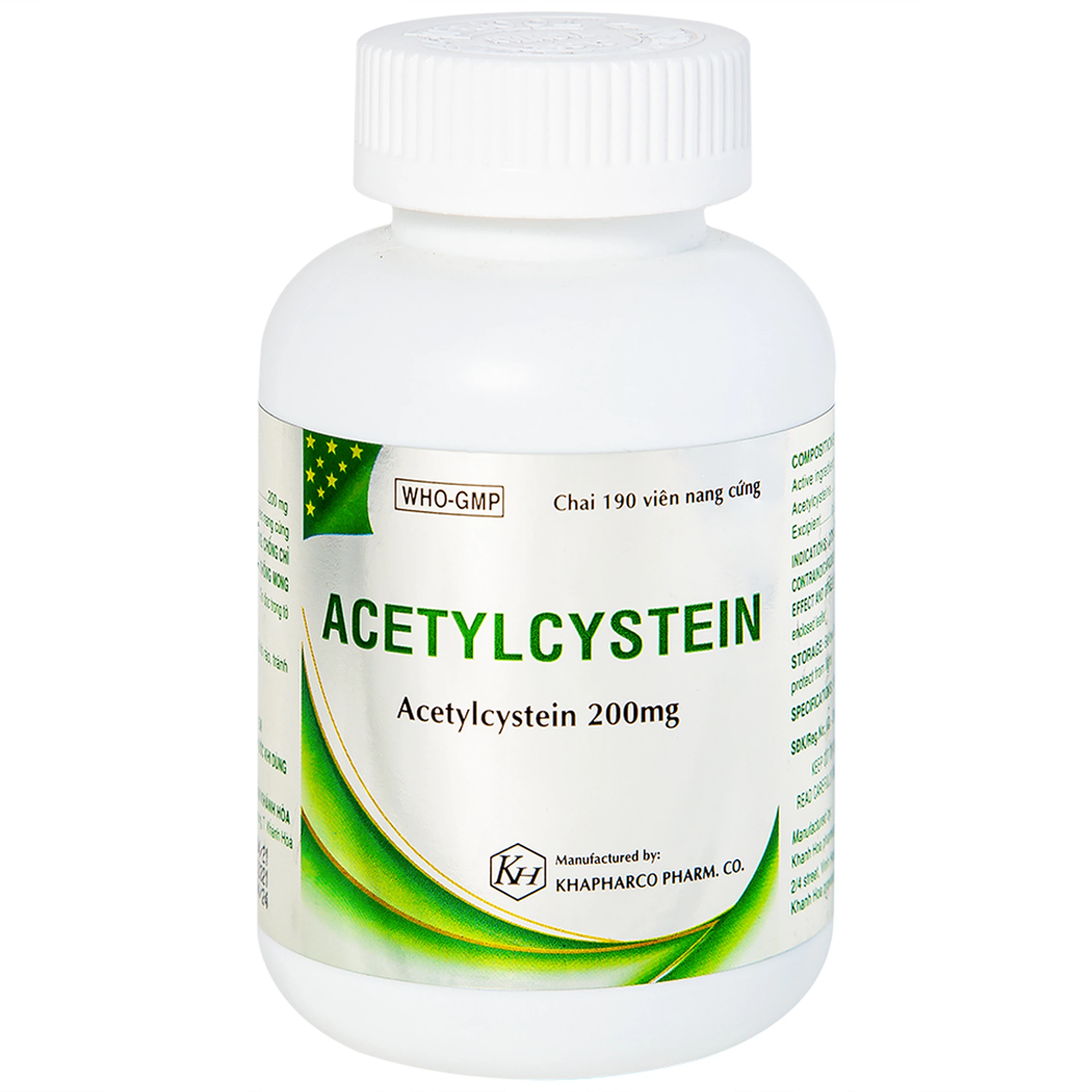 Thuốc Acetylcystein 200mg Khapharco tiêu nhầy trong bệnh viêm phế quản, bệnh nhầy nhớt (190 viên)