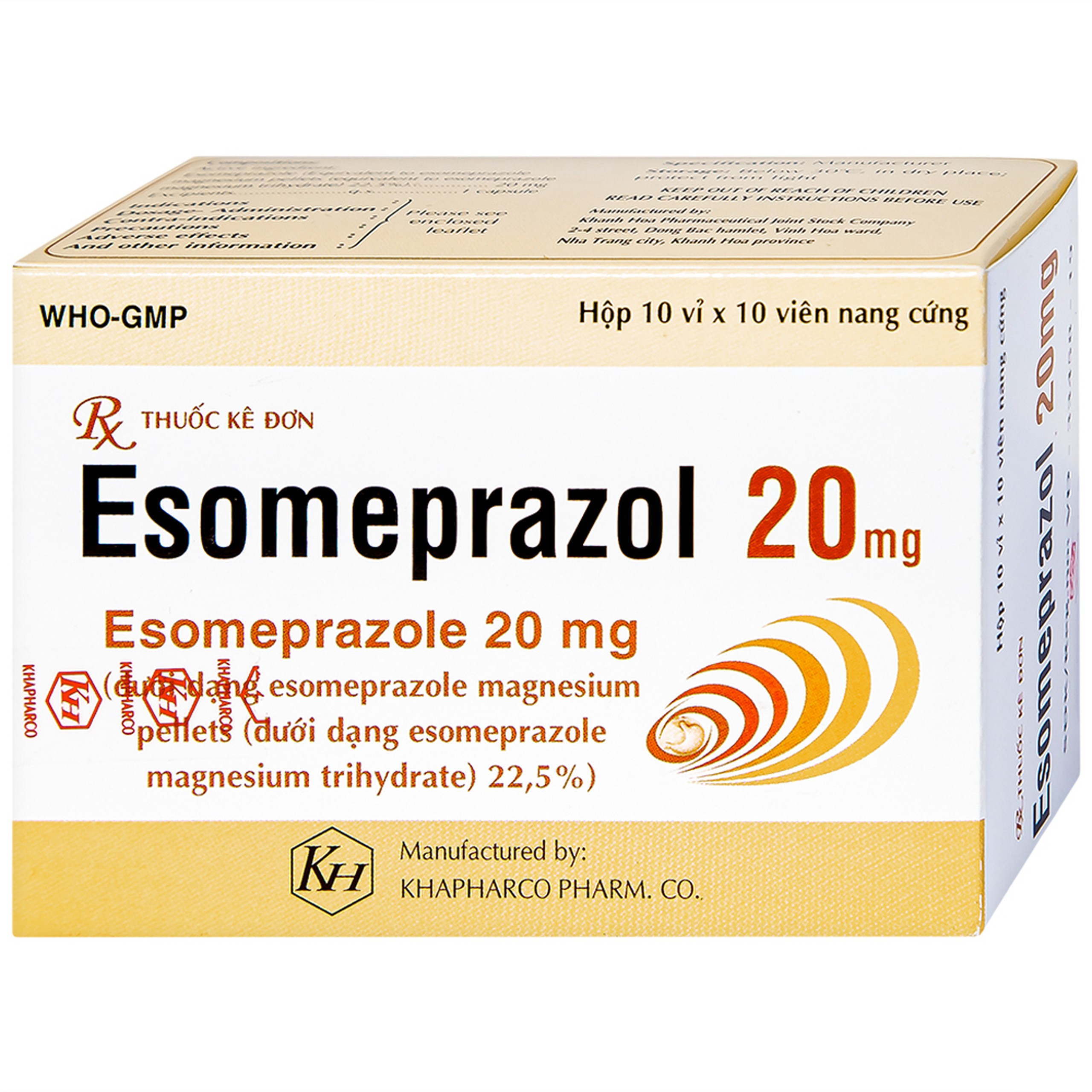 Thuốc Esomeprazol 20mg điều trị trào ngược dạ dày, thực quản (10 vỉ x 10 viên)
