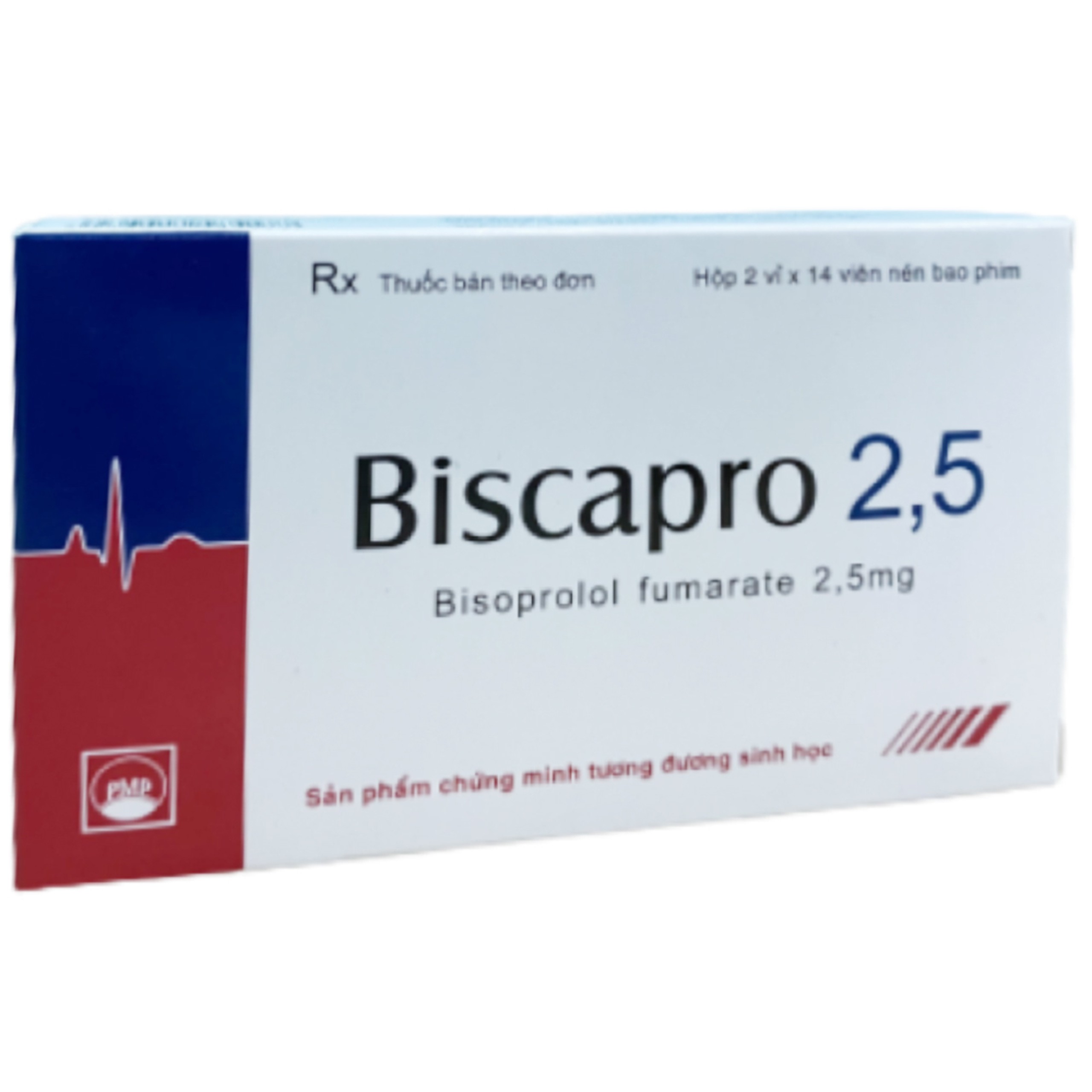 Thuốc Biscapro 2,5 Pymepharco điều trị tăng huyết áp, đau thắt ngực (2 vỉ x 14 viên)