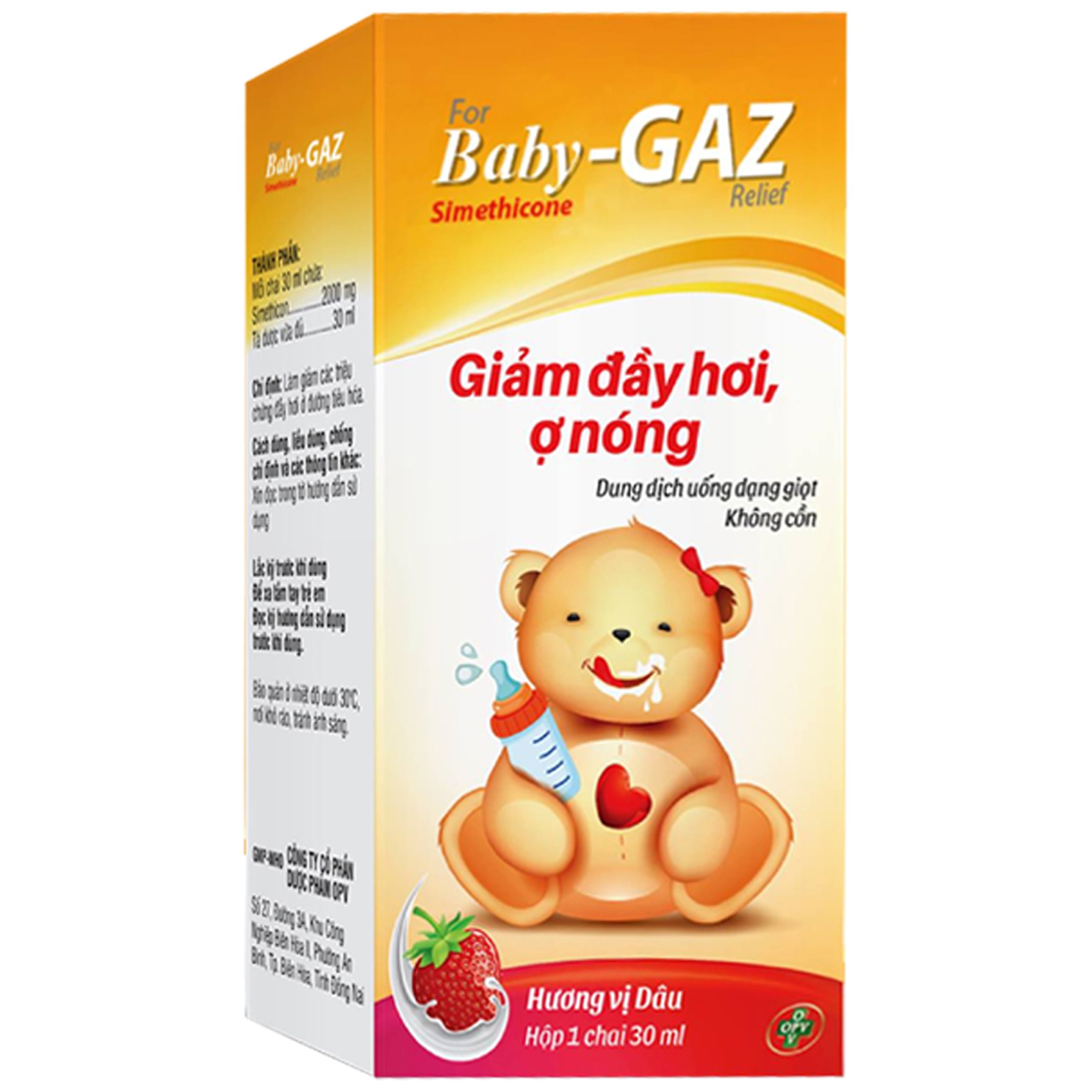 Thuốc Babygaz hương dâu giảm các triệu chứng đầy hơi ở đường tiêu hóa (30ml)