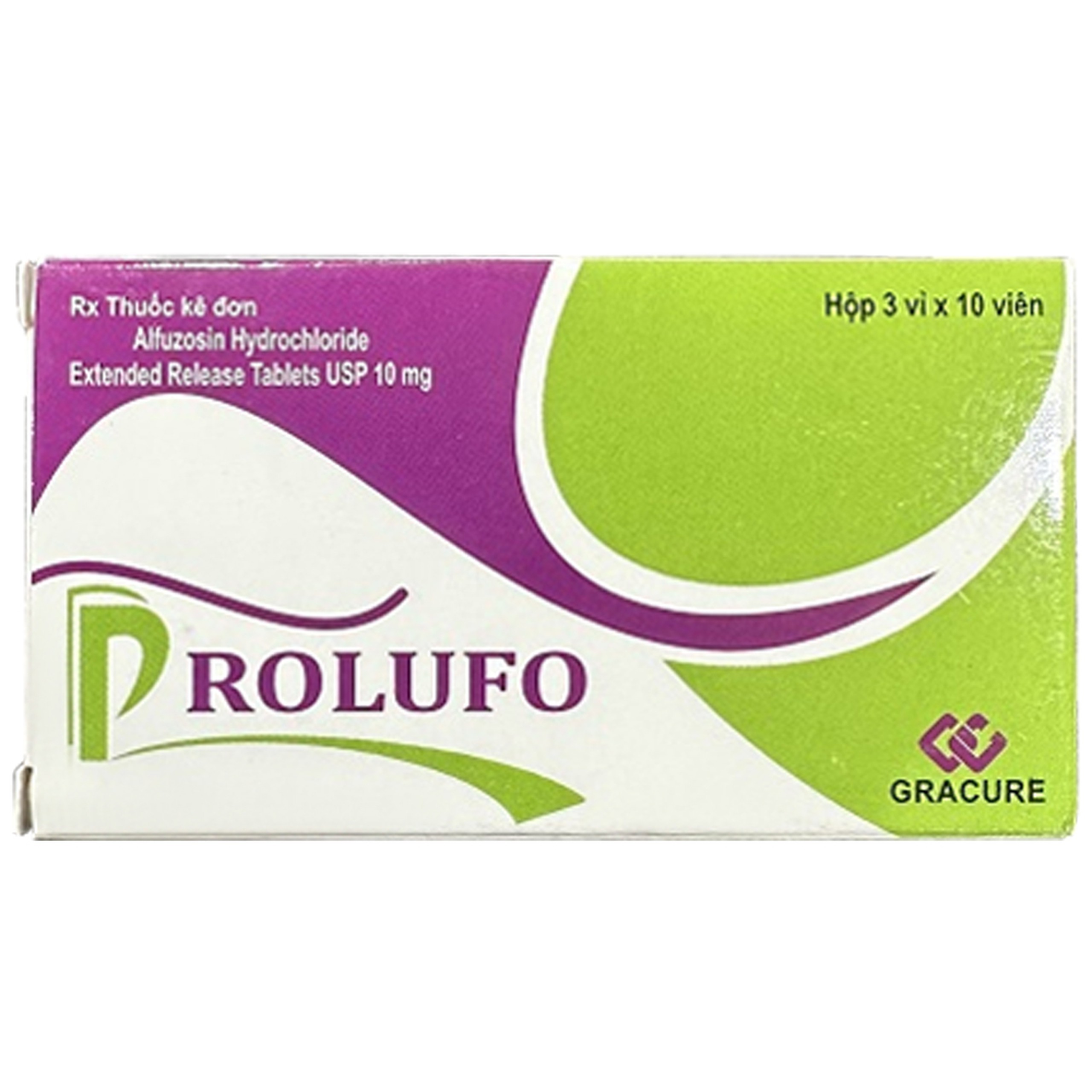 Thuốc Prolufo 10mg Gracure điều trị các triệu chứng do phì đại tuyến tiền liệt (3 vỉ x 10 viên)