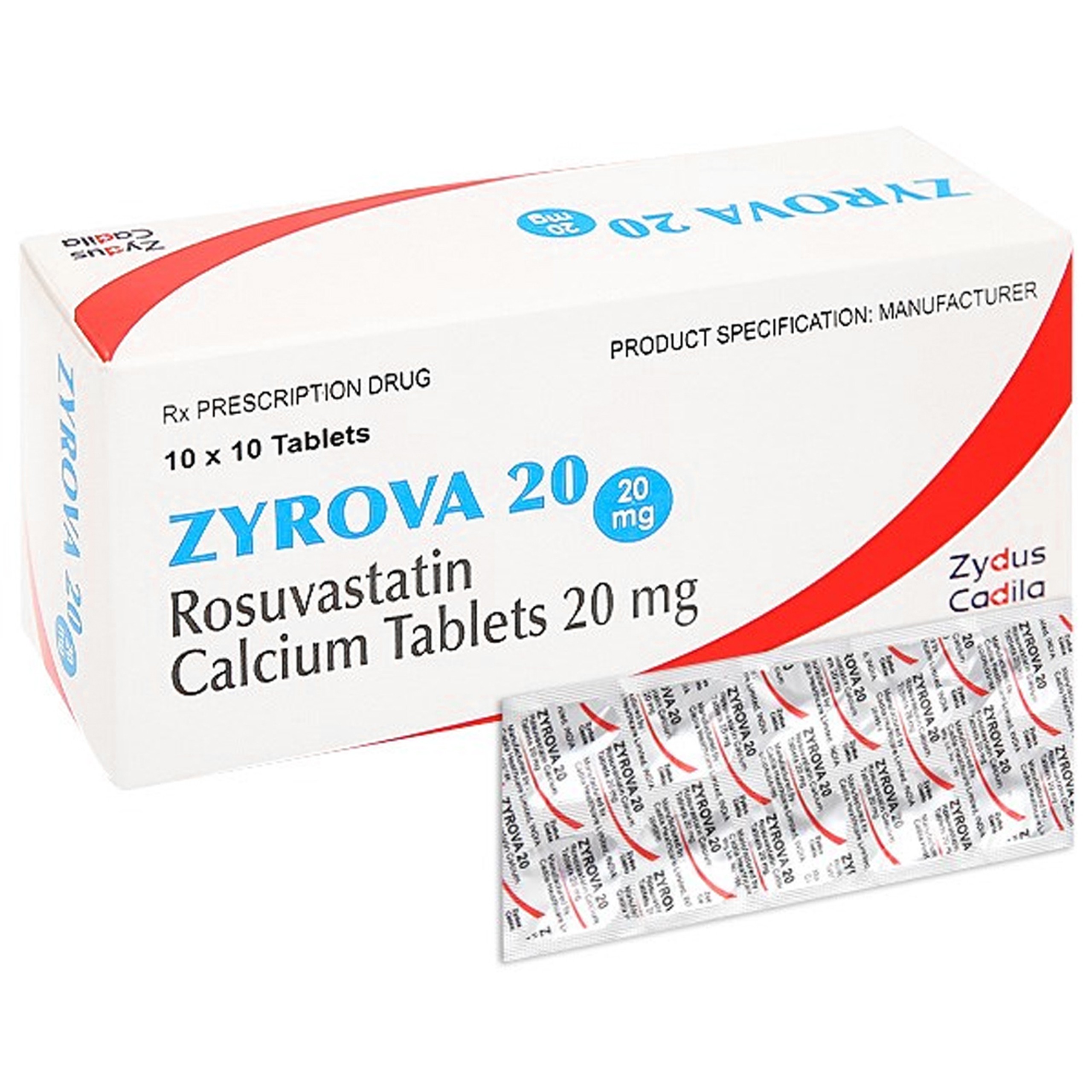 Thuốc Zyrova 20 Zydus điều trị rối loạn lipid máu thể hỗn hợp (10 vỉ x 10 viên)