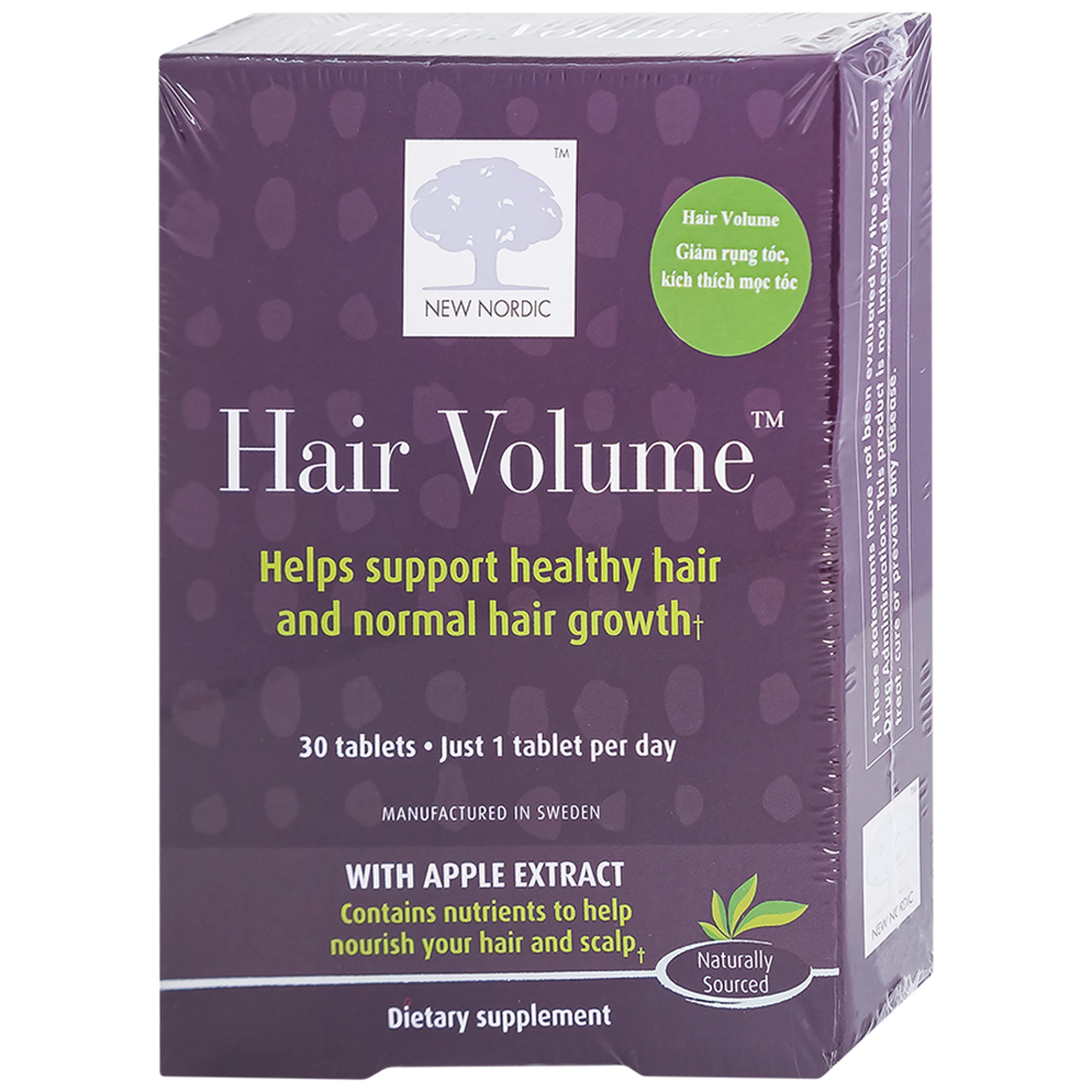 Viên uống Hair Volume New Nordic giúp tóc chắc khỏe, đẹp tóc, hạn chế rụng tóc (30 viên)
