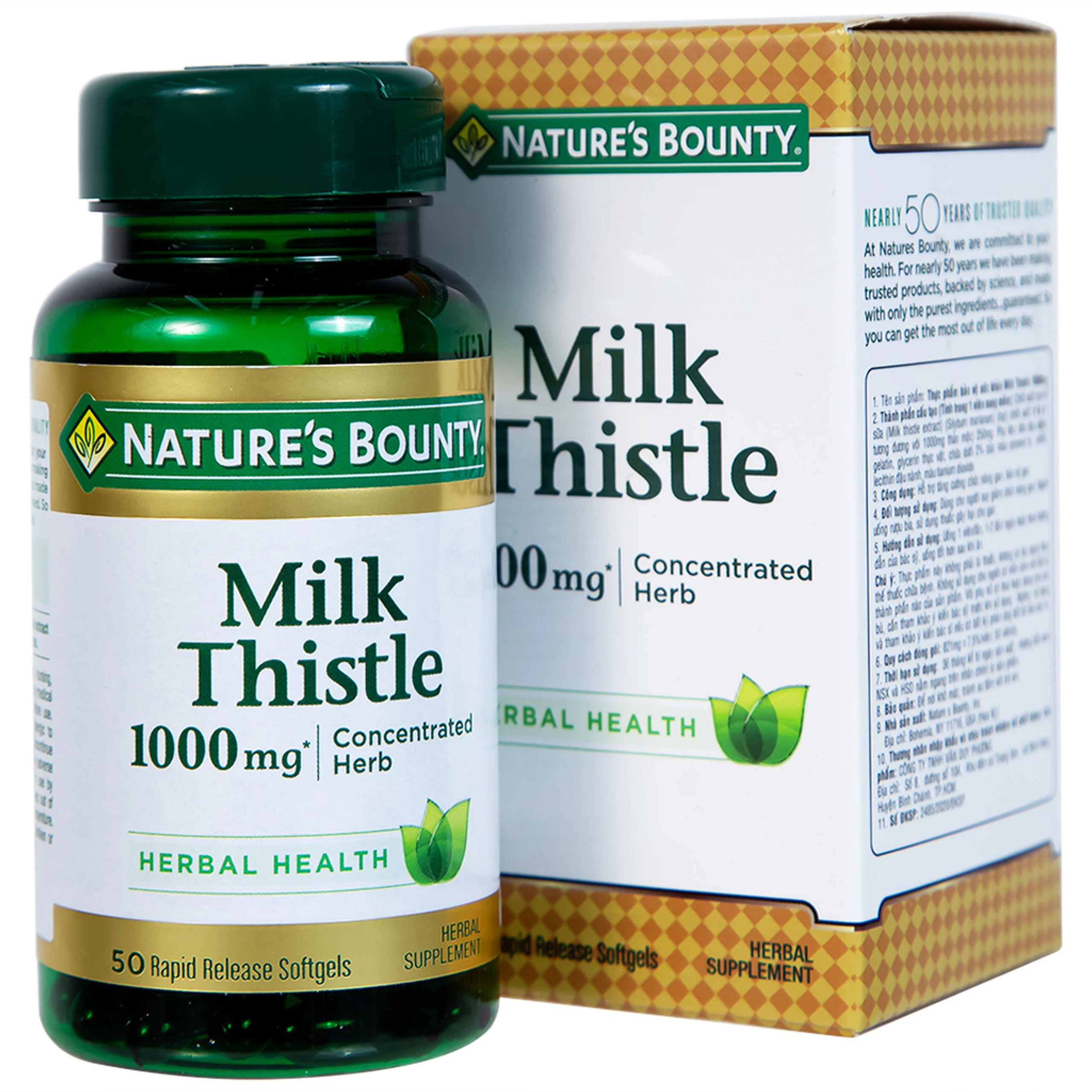Viên uống Milk Thistle Nature's Bounty hỗ trợ tăng cường chức năng gan, bảo vệ gan (50 viên)