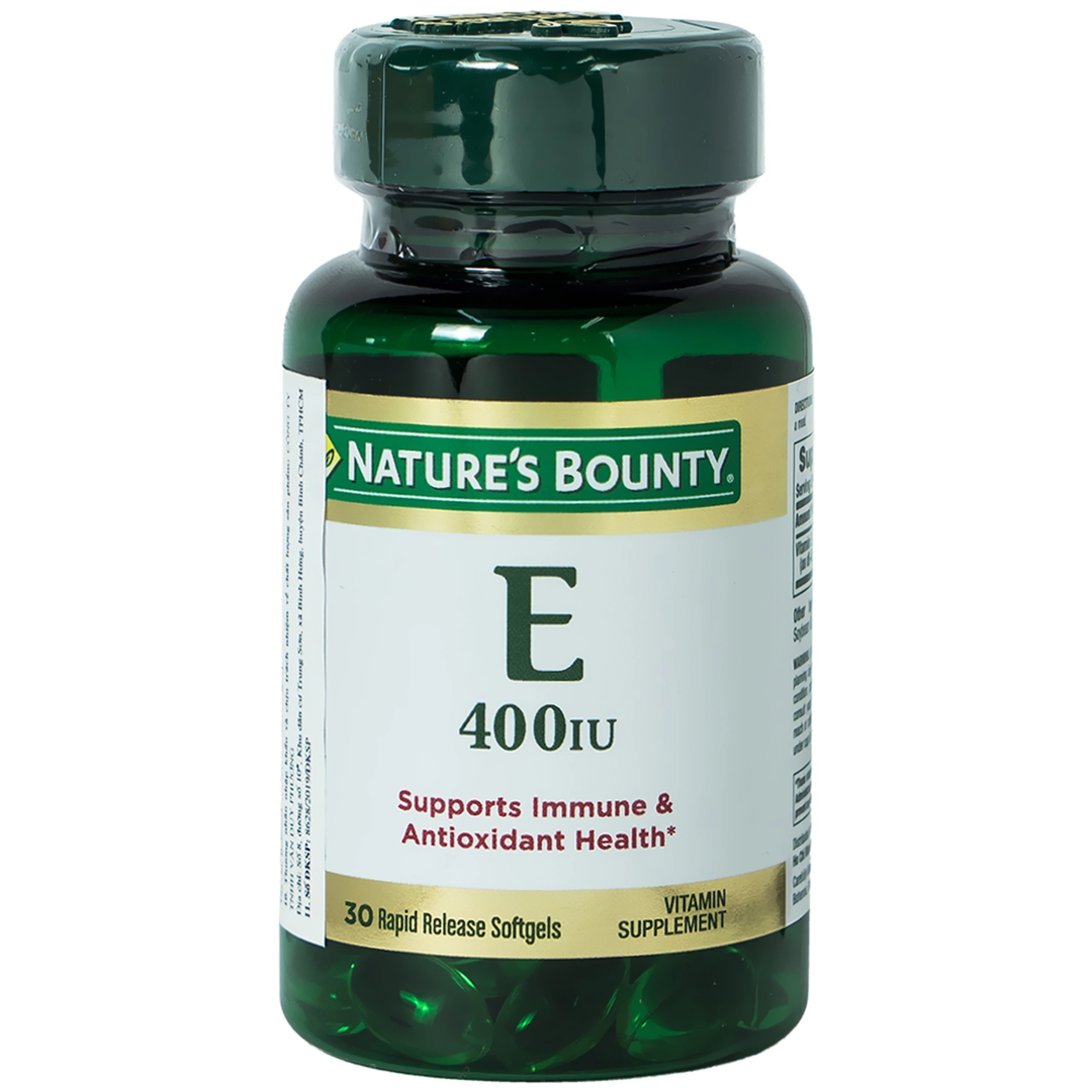 Viên uống Vitamin E 400IU Nature's Bounty hỗ trợ chống oxy hóa, làm chậm quá trình lão hóa da (30 viên)