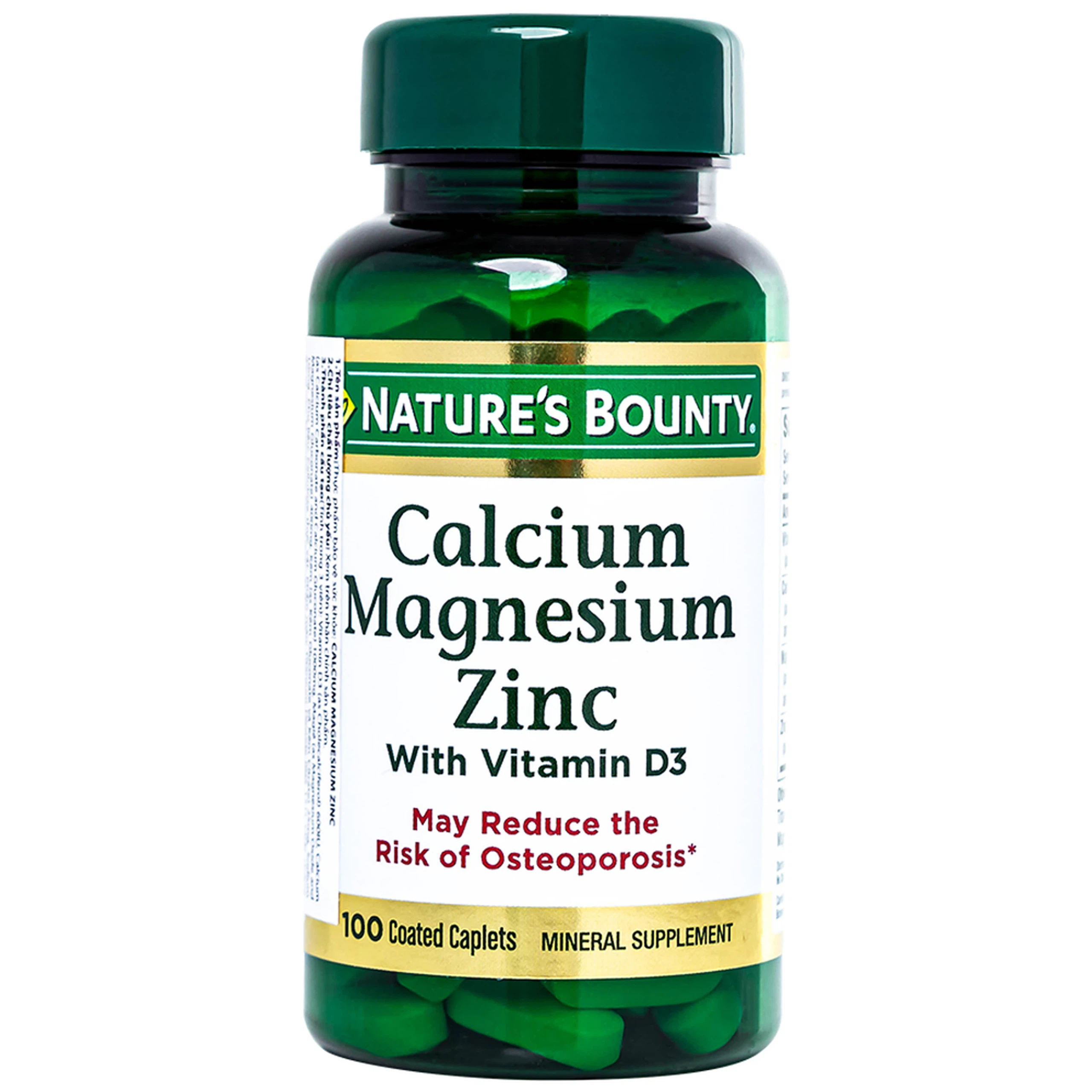 Viên uống Calcium Magnesium Zinc Nature's Bounty hỗ trợ duy trì sức khoẻ hệ xương (100 viên)