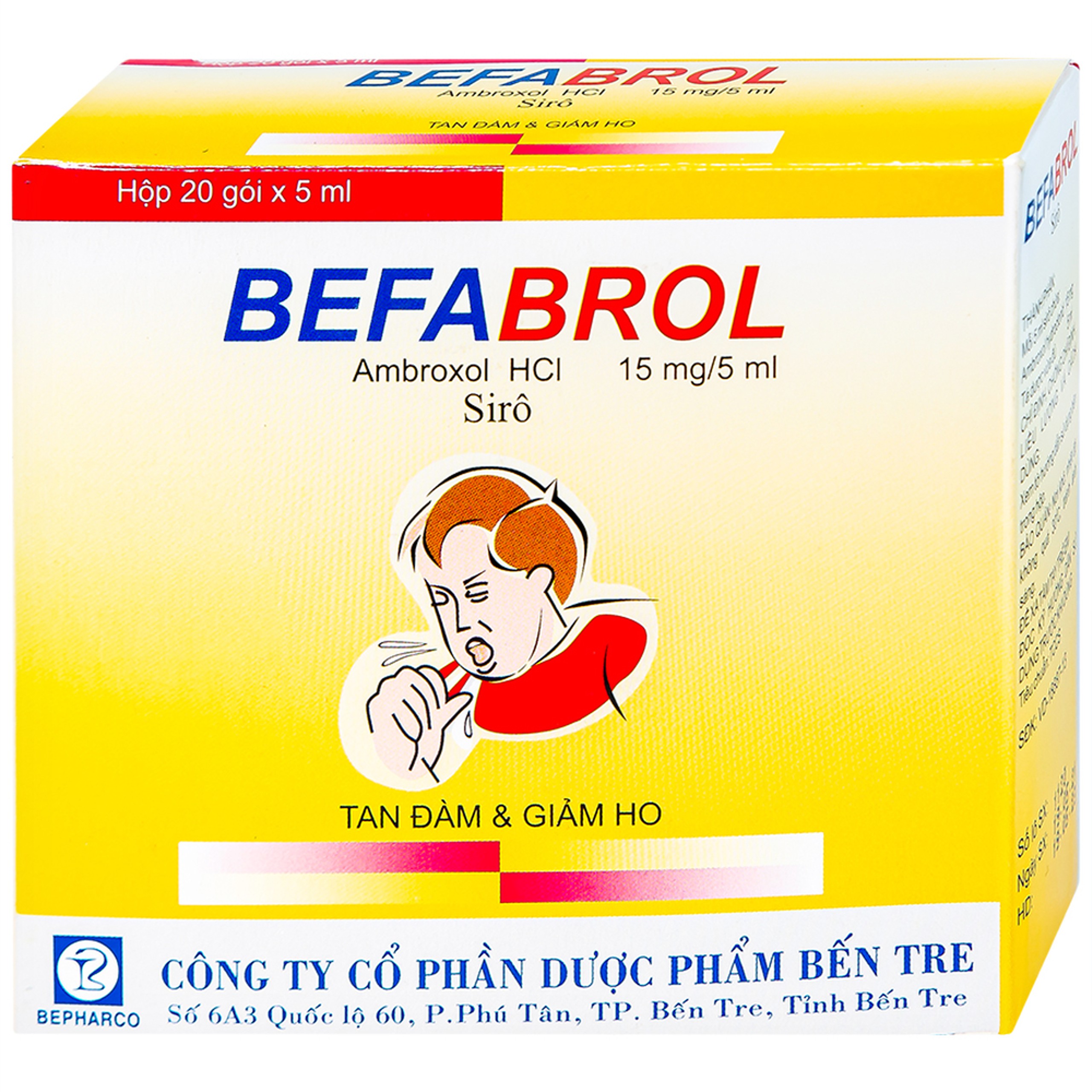 Siro Befabrol 15mg Bepharco tiêu chất nhầy đường hô hấp (20 gói x 5ml)