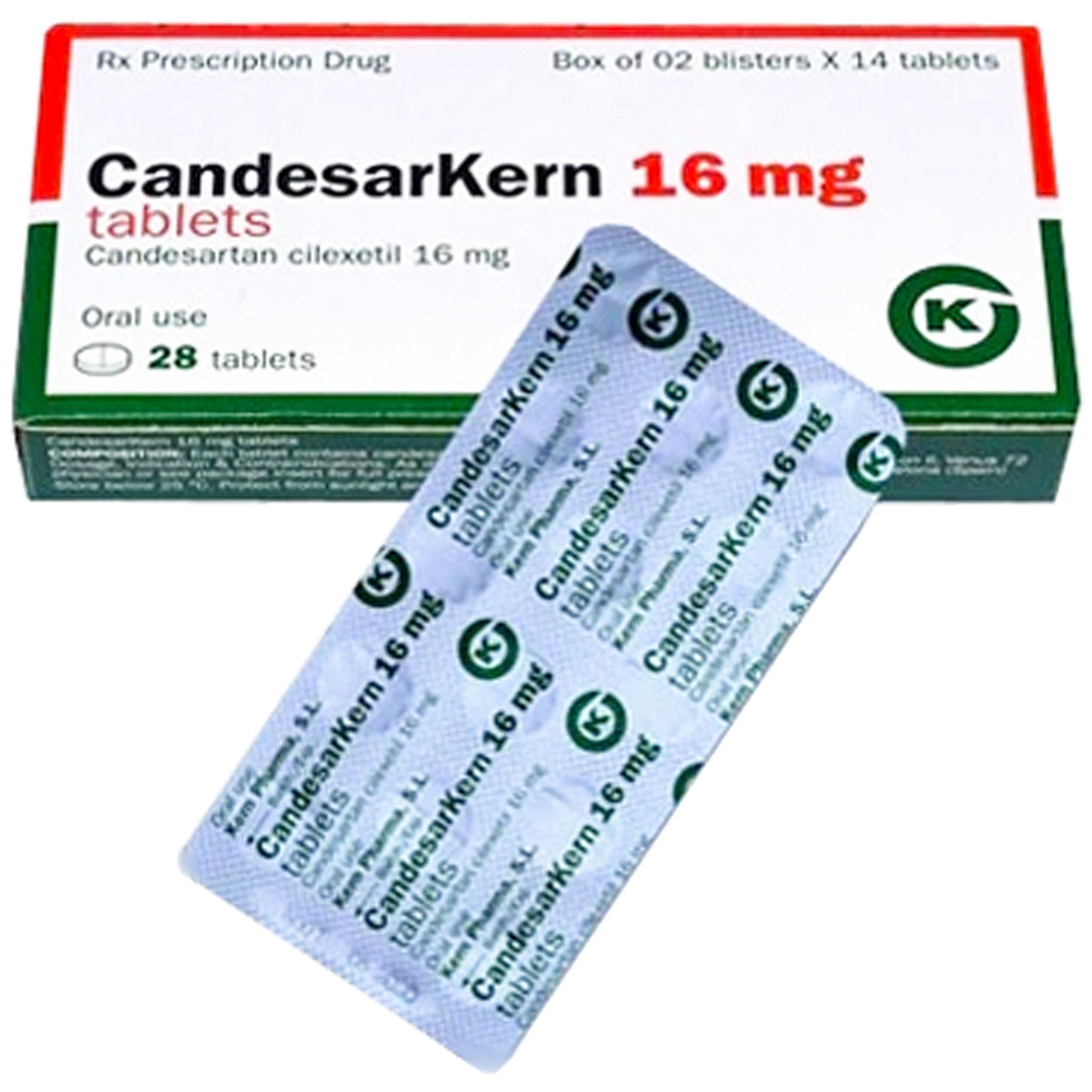 Thuốc Candesarkern 16mg Kern điều trị tăng huyết áp (2 vỉ x 14 viên)