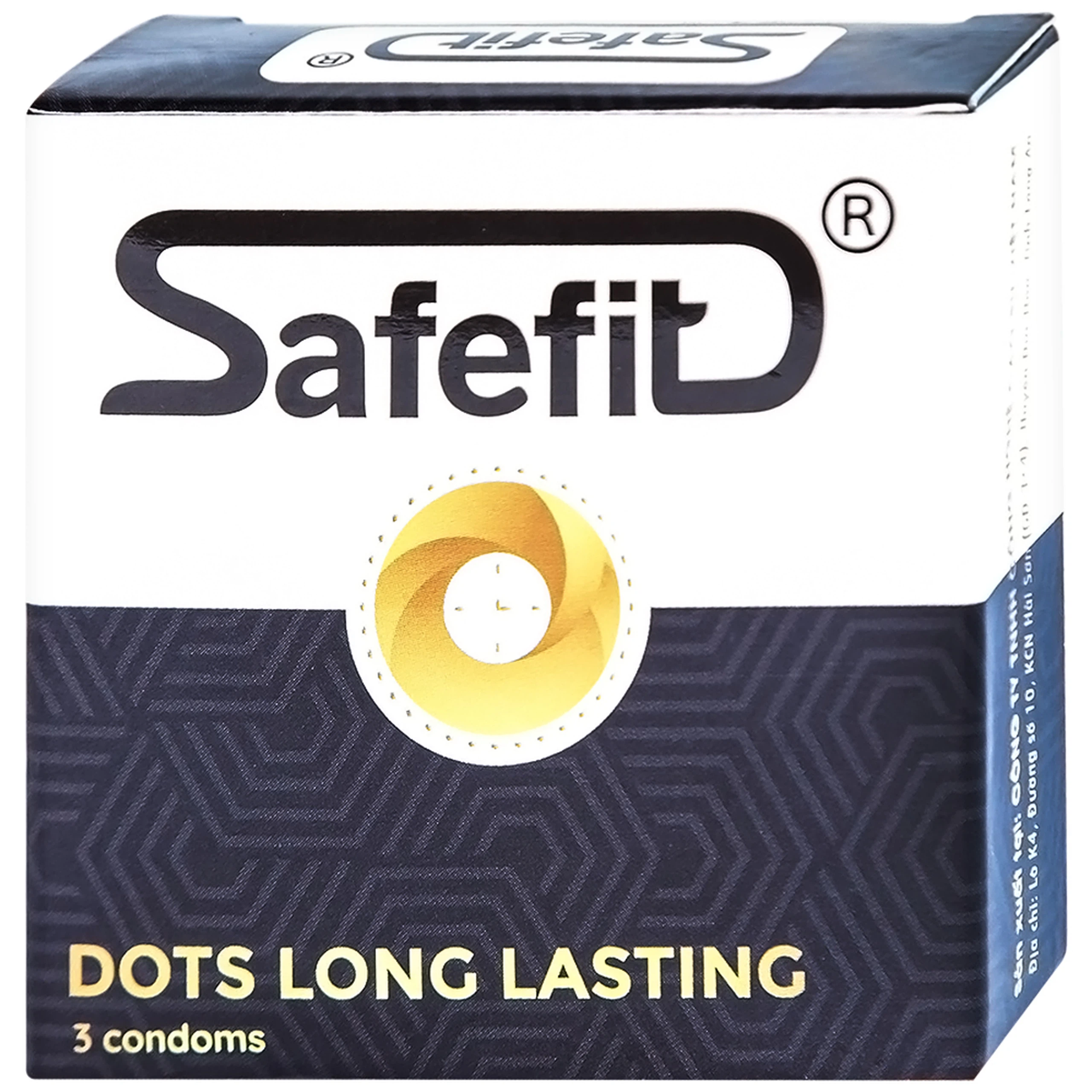 Bao cao su Safefit Dots Long Lasting S52 có vòng gân, hạt nổi, thắt chống tuột (3 cái)