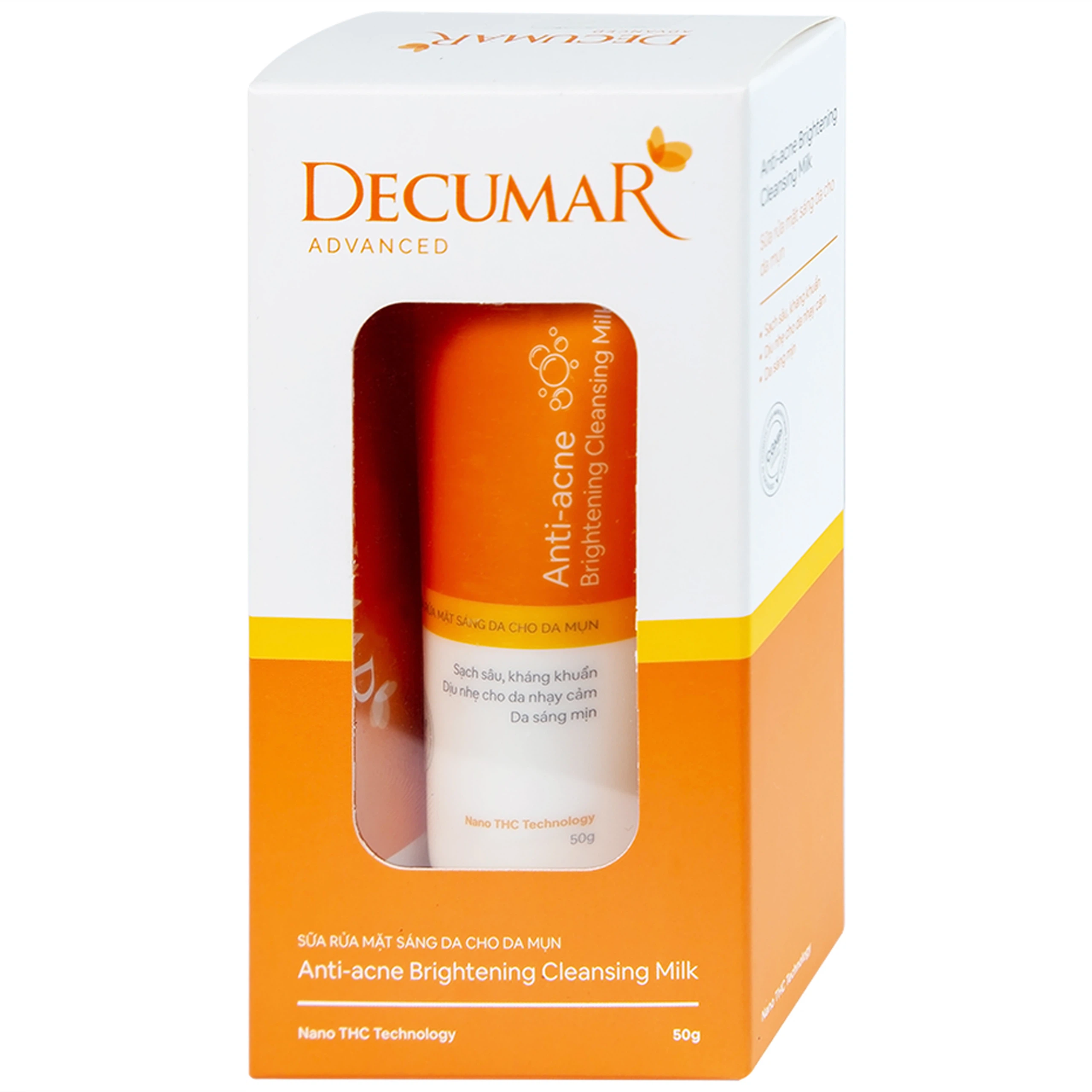 Sữa rửa mặt Anti-Acne Brightening Cleansing Milk Decumar Advanced dành cho da mụn, sạch sâu, kháng khuẩn (50g)