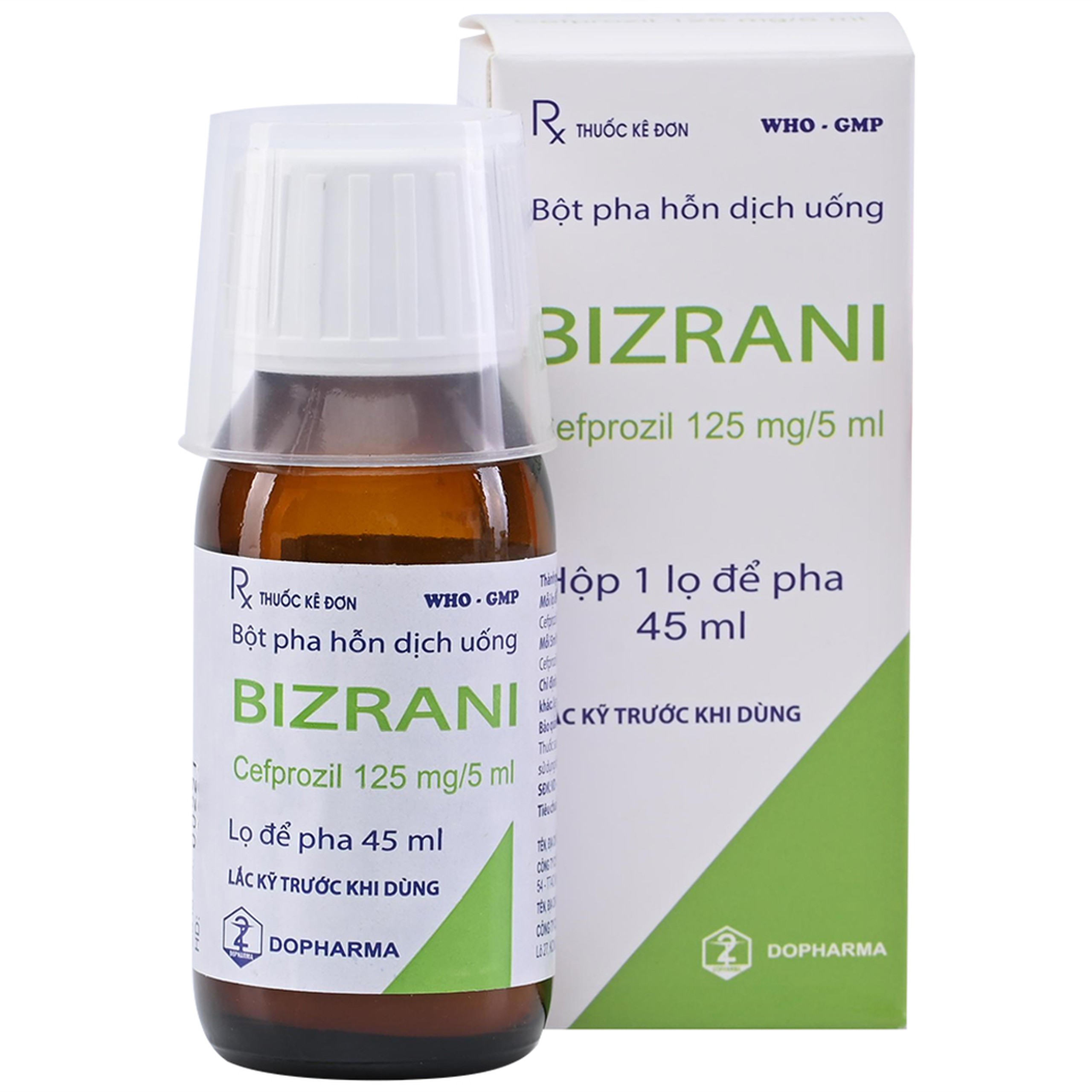 Bột pha hỗn dịch uống Bizrani Dopharma điều trị nhiễm khuẩn (45ml)