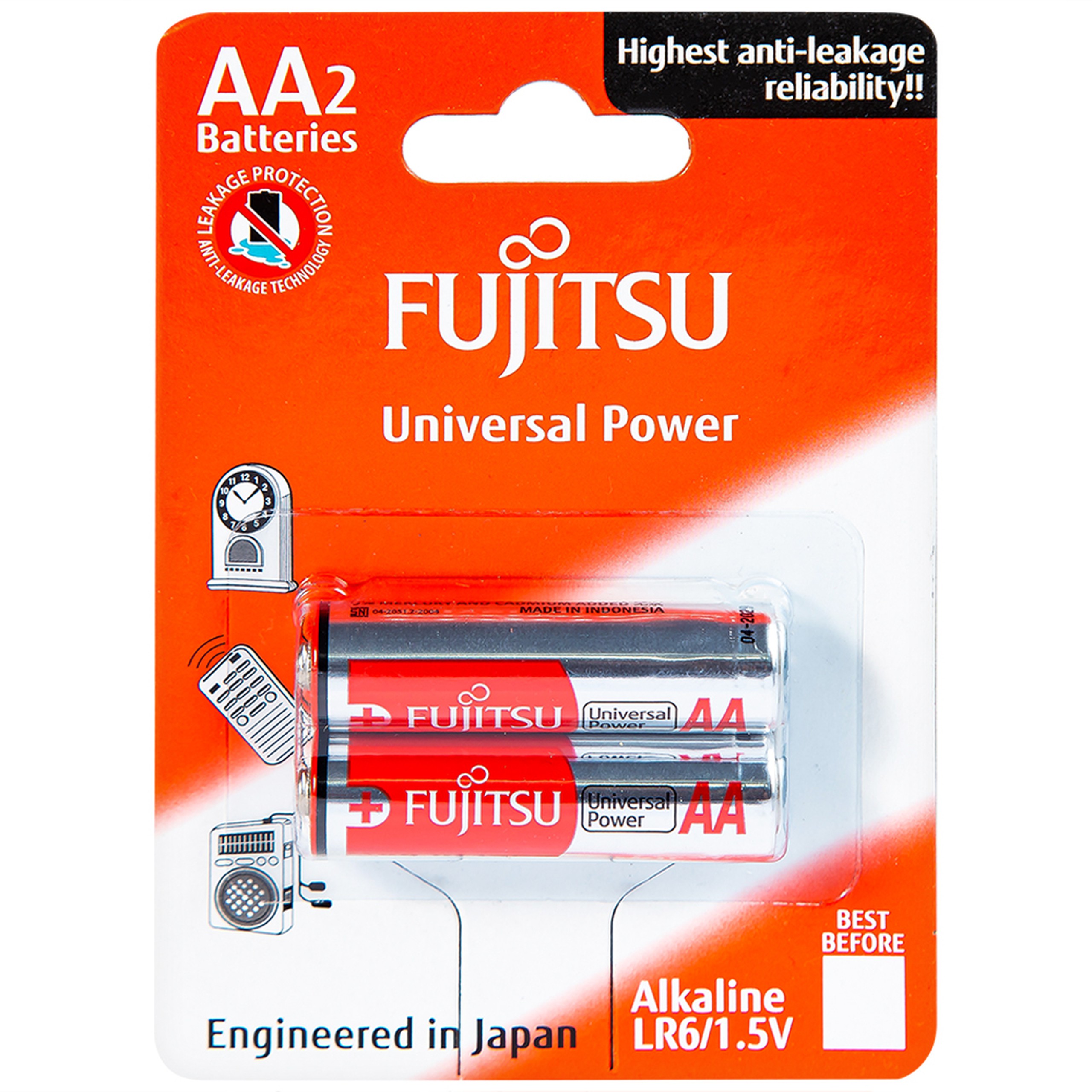 Pin Fujitsu Alkaline LR6 (2B) FU-W-FI - AA (Vỉ 2 cục)