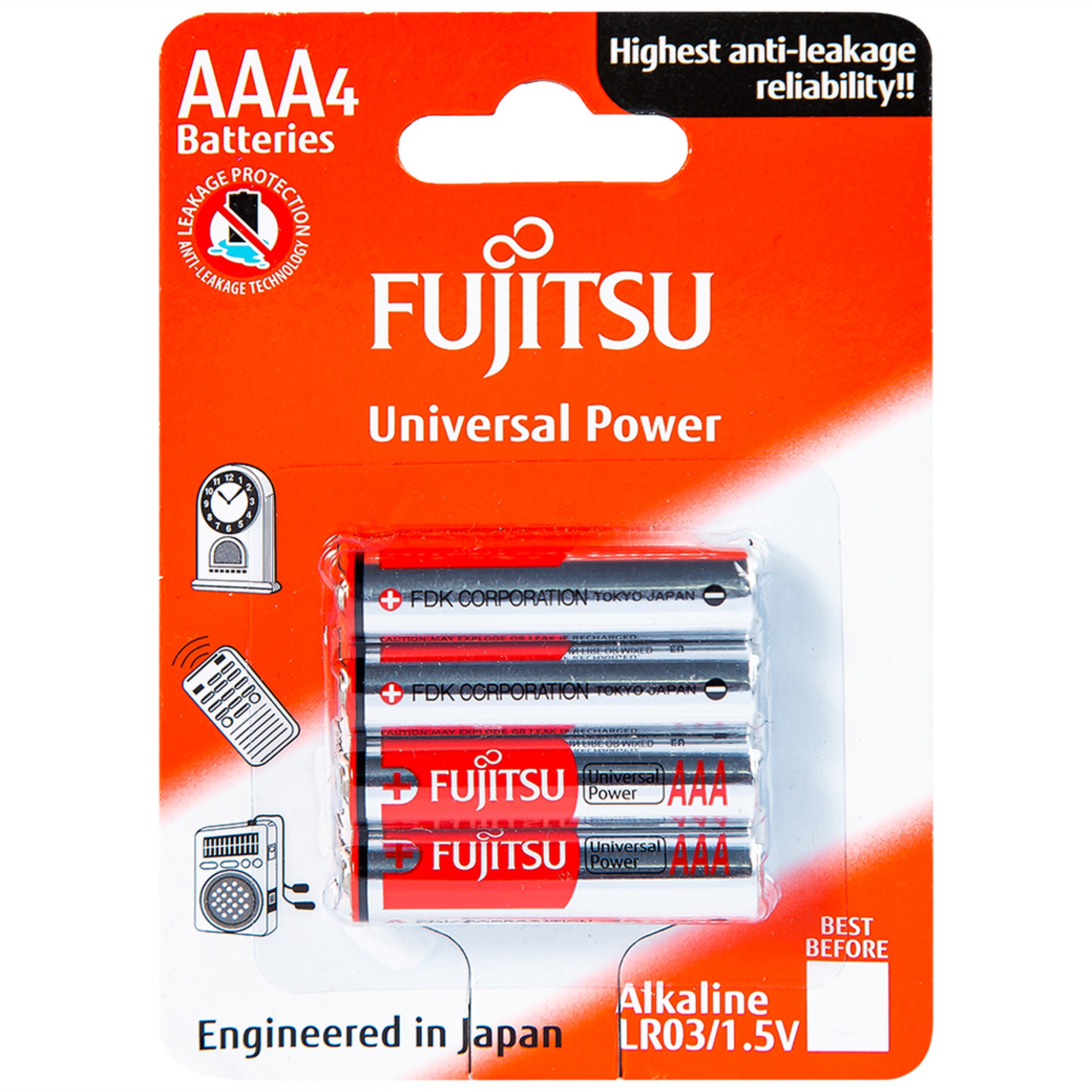 Pin Fujitsu Alkaline LR03 (4B) FU-W-FI - AAA (Vỉ 4 cục)