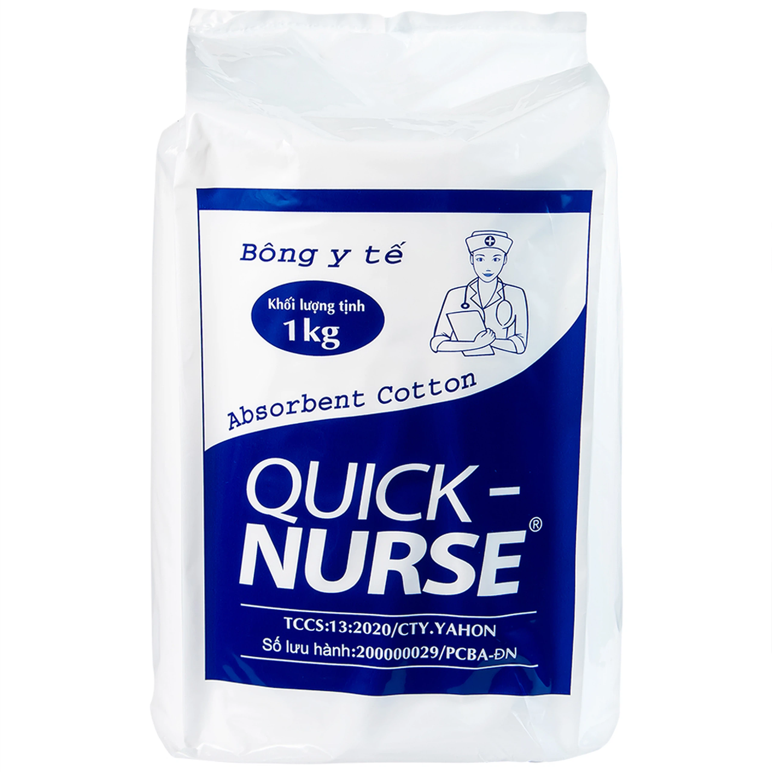 Bông y tế Quick Nurse 1kg dùng cho vết thương ngoài da, sát trùng, vệ sinh cho bé (Gói)