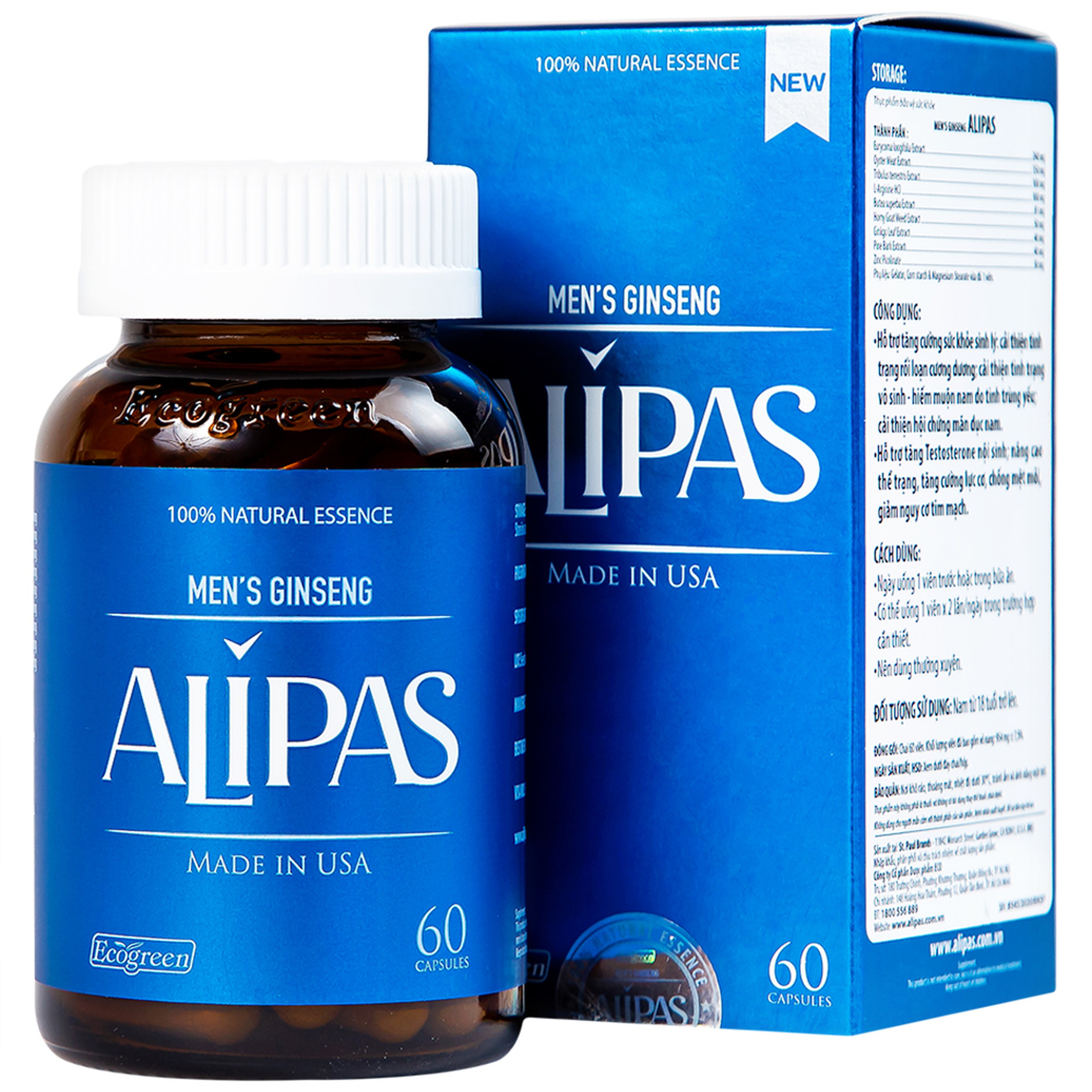 Viên uống Men’s Ginseng Alipas Ecogreen cải thiện rối loạn cương dương (60 viên)
