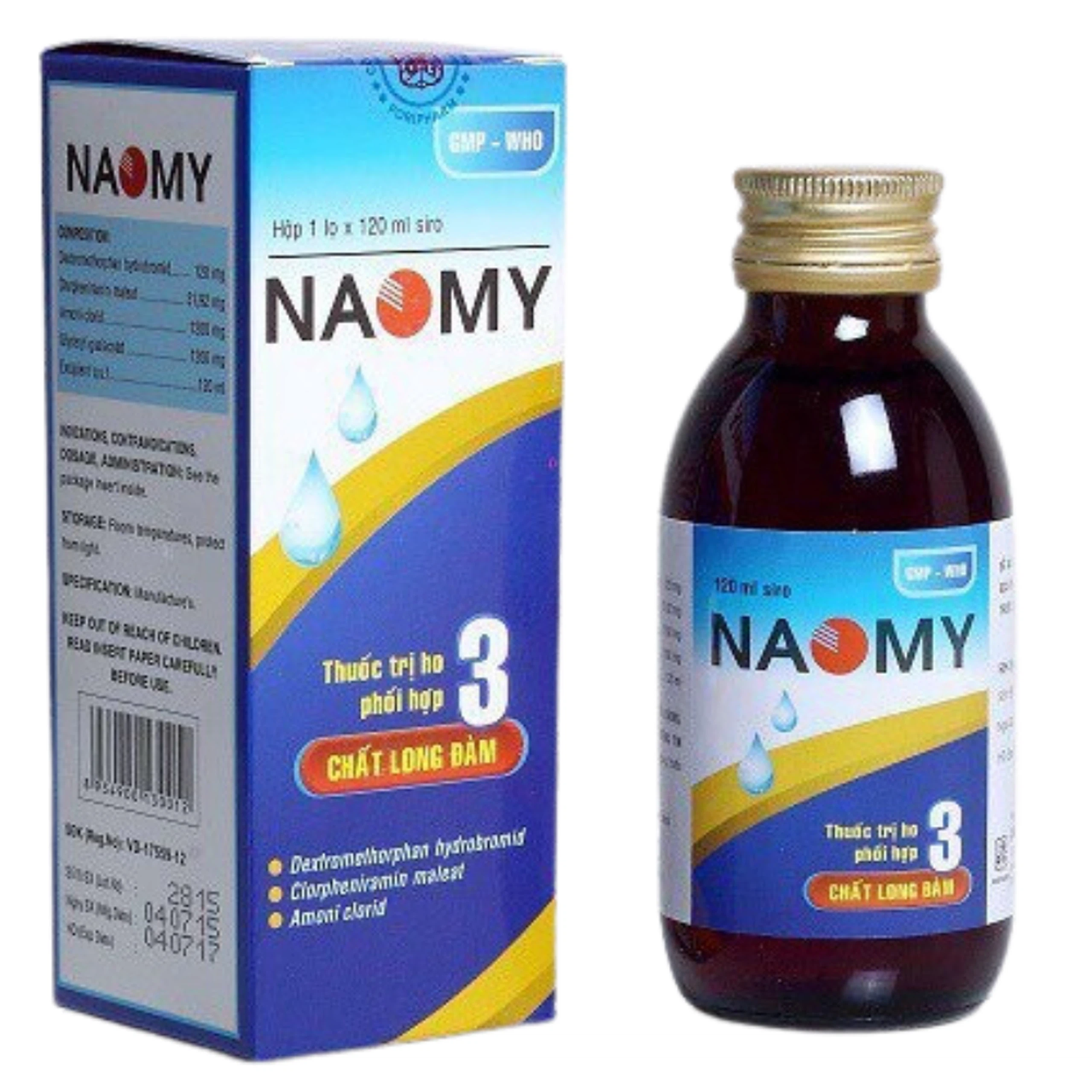 Siro Naomy TW3 giảm các triệu chứng ho do cảm lạnh, cảm cúm, họ khan, họ dị ứng (60ml)