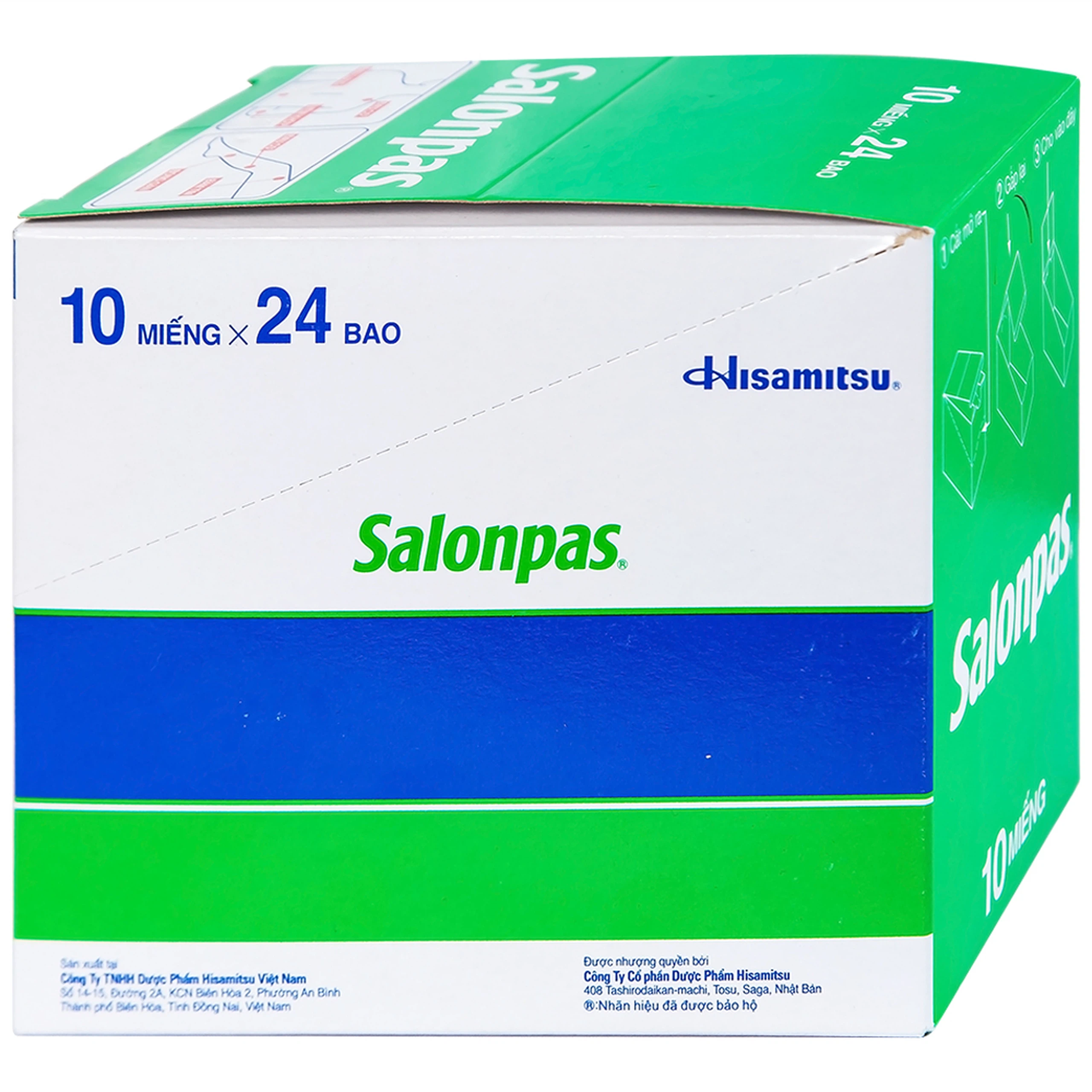 Cao dán Salonpas Hisamitsu giảm đau vai, đau lưng, đau cơ (24 gói x 10 miếng)
