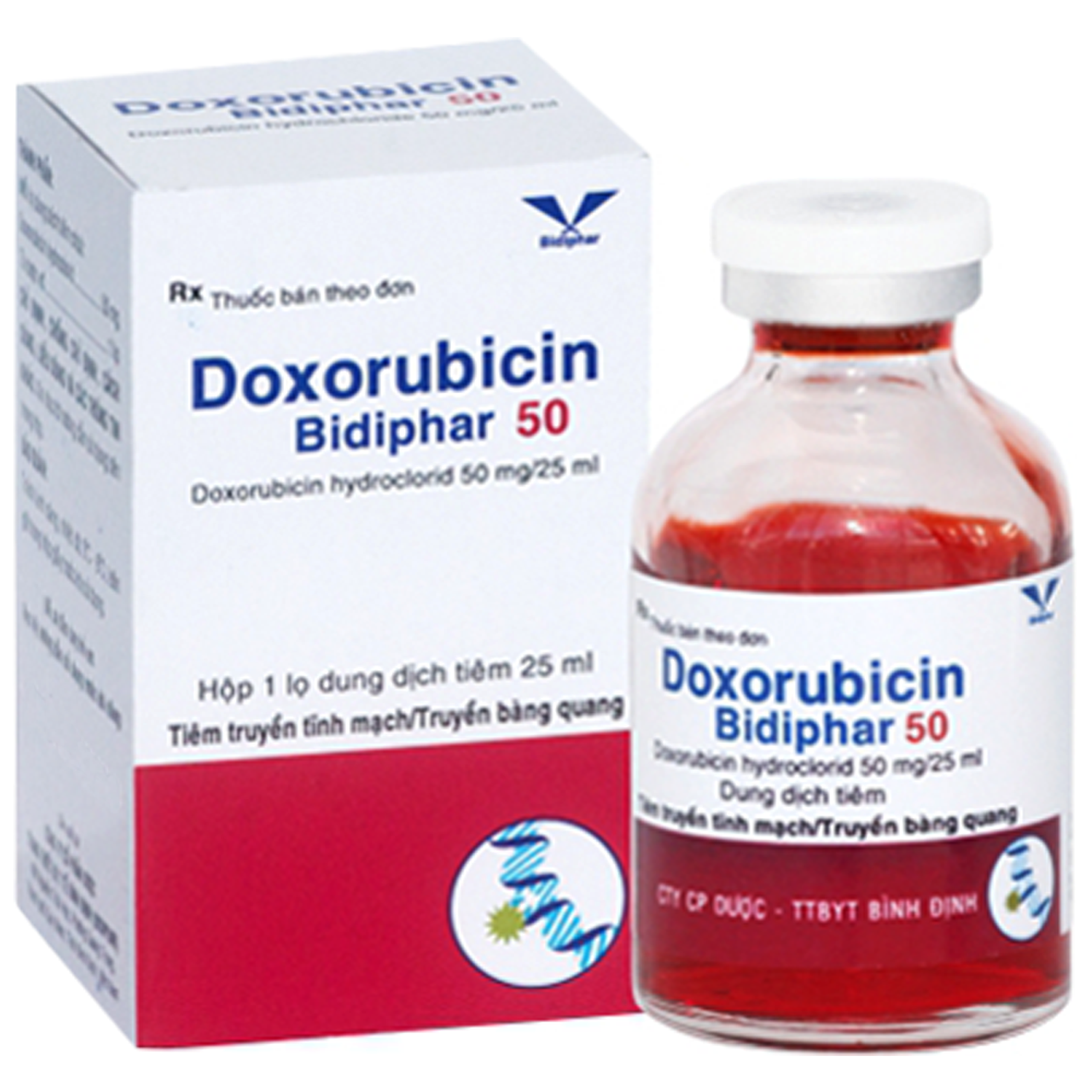 Thuốc Doxorubicin 50mg Bidiphar điều trị ung thư (25ml)