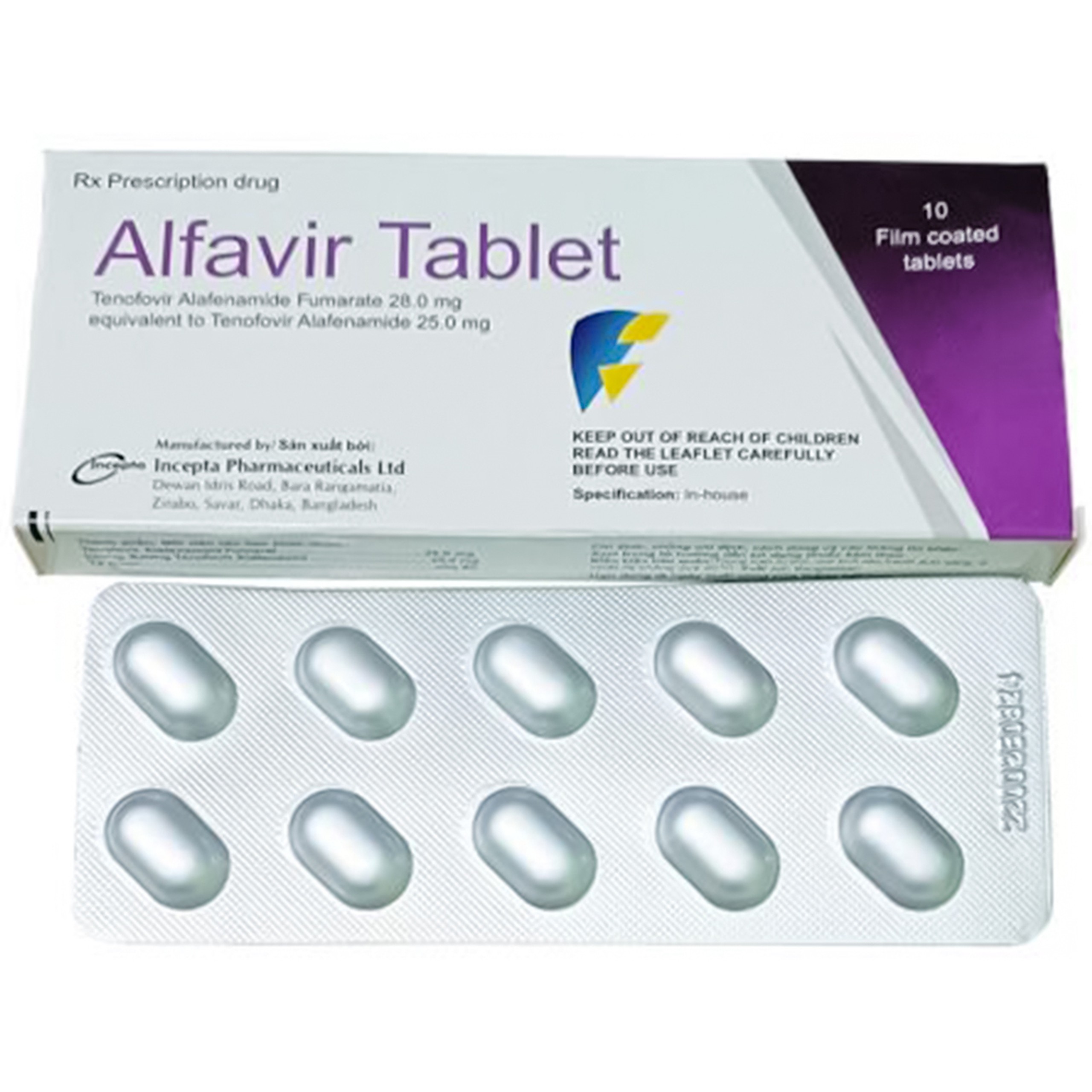 Thuốc Alfavir Tablet Incepta điều trị viêm gan B mạn tính (1 vỉ x 10 viên) 