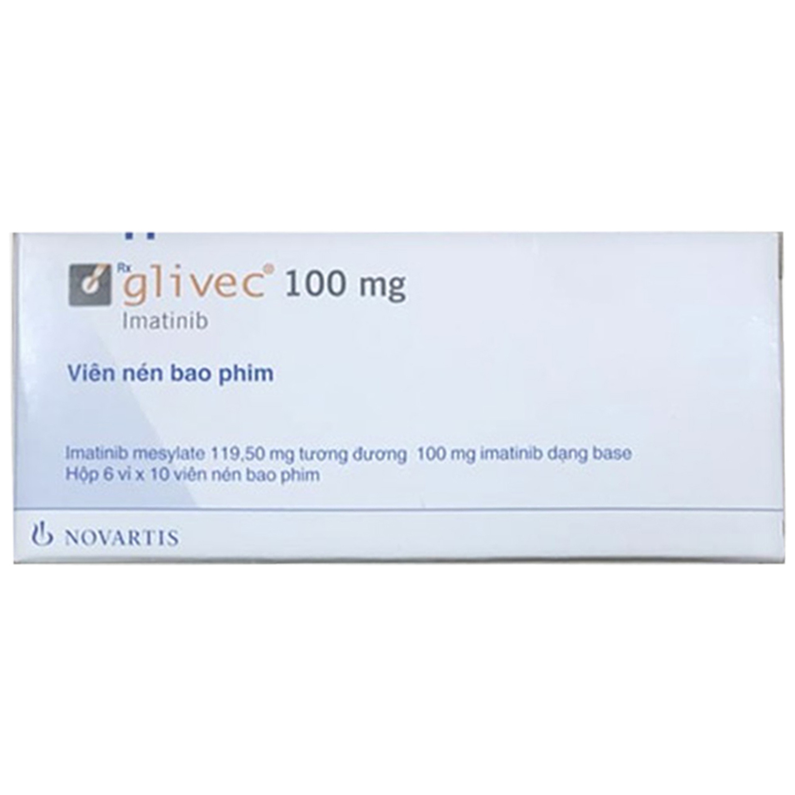 Thuốc Glivec 100mg Novartis điều trị bệnh bạch cầu tủy mạn (6 vỉ x 10 viên)