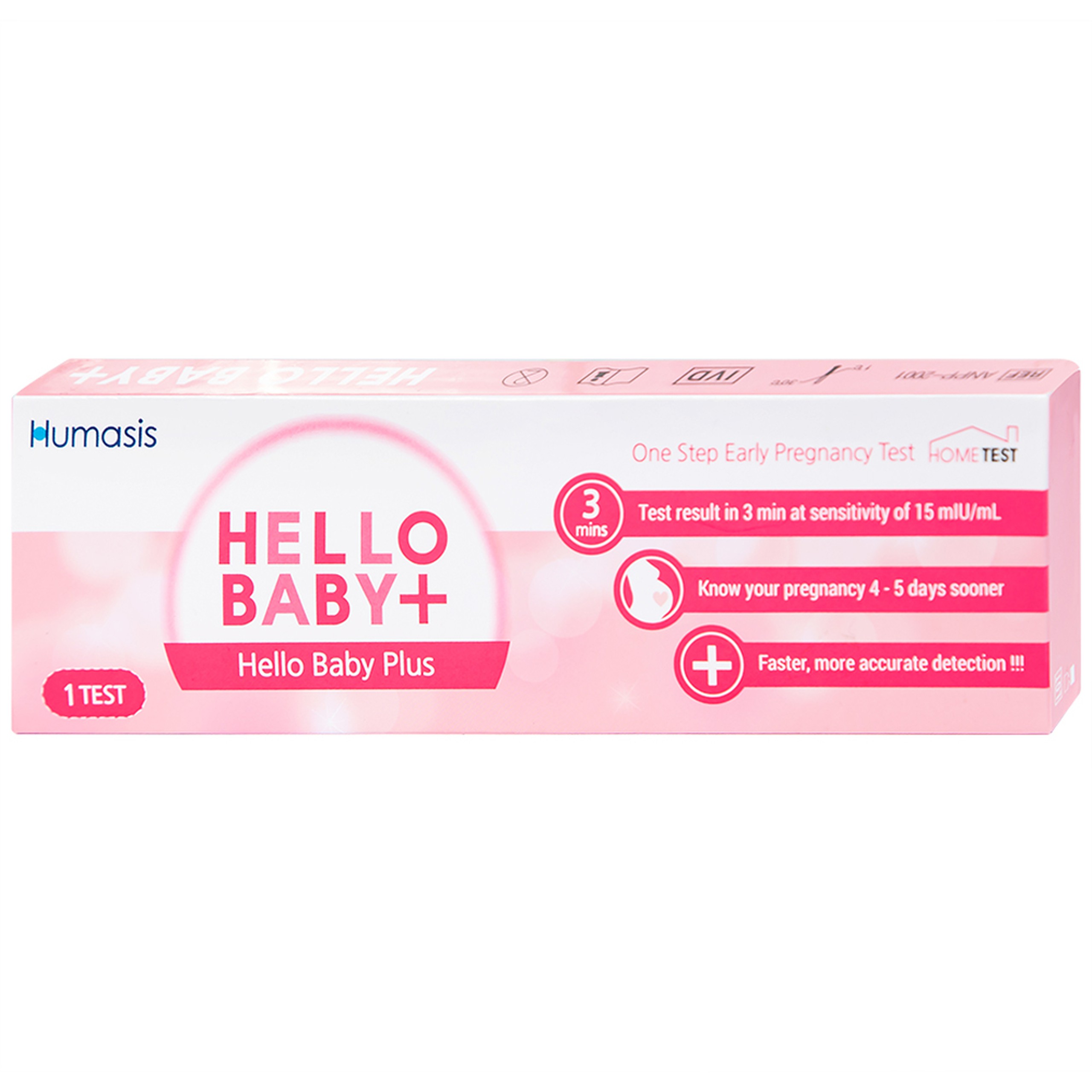 Que thử thai Hello Baby Plus Humasis cho kết quả nhanh trong 3 phút (1 que) 