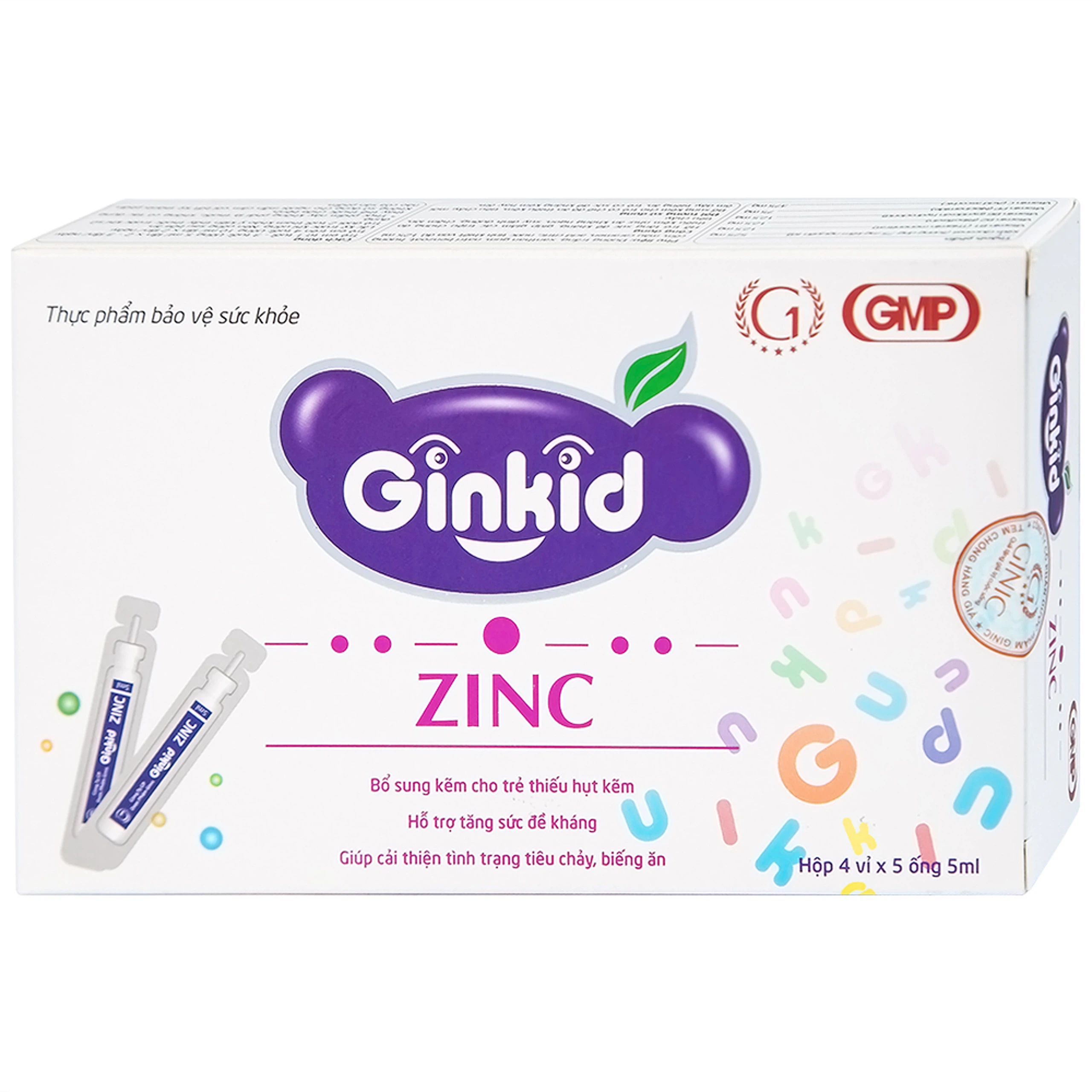 Siro Ginkid ZinC bổ sung kẽm, hỗ trợ tăng sức đề kháng (4 vỉ x 5 ống x 5ml)