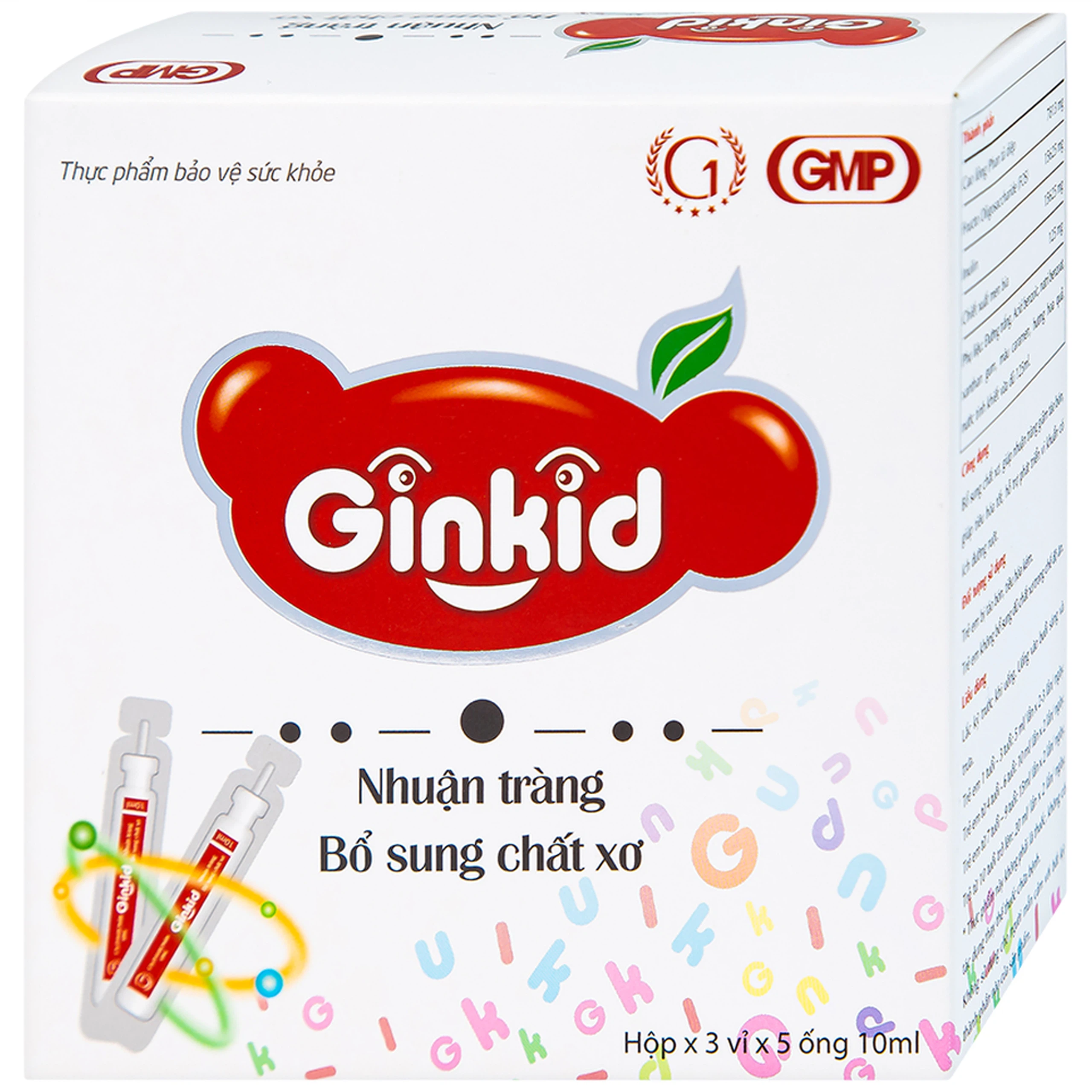 Siro Ginkid GINIC nhuận tràng, bổ sung chất xơ (3 vỉ x 5 ống x 10ml)
