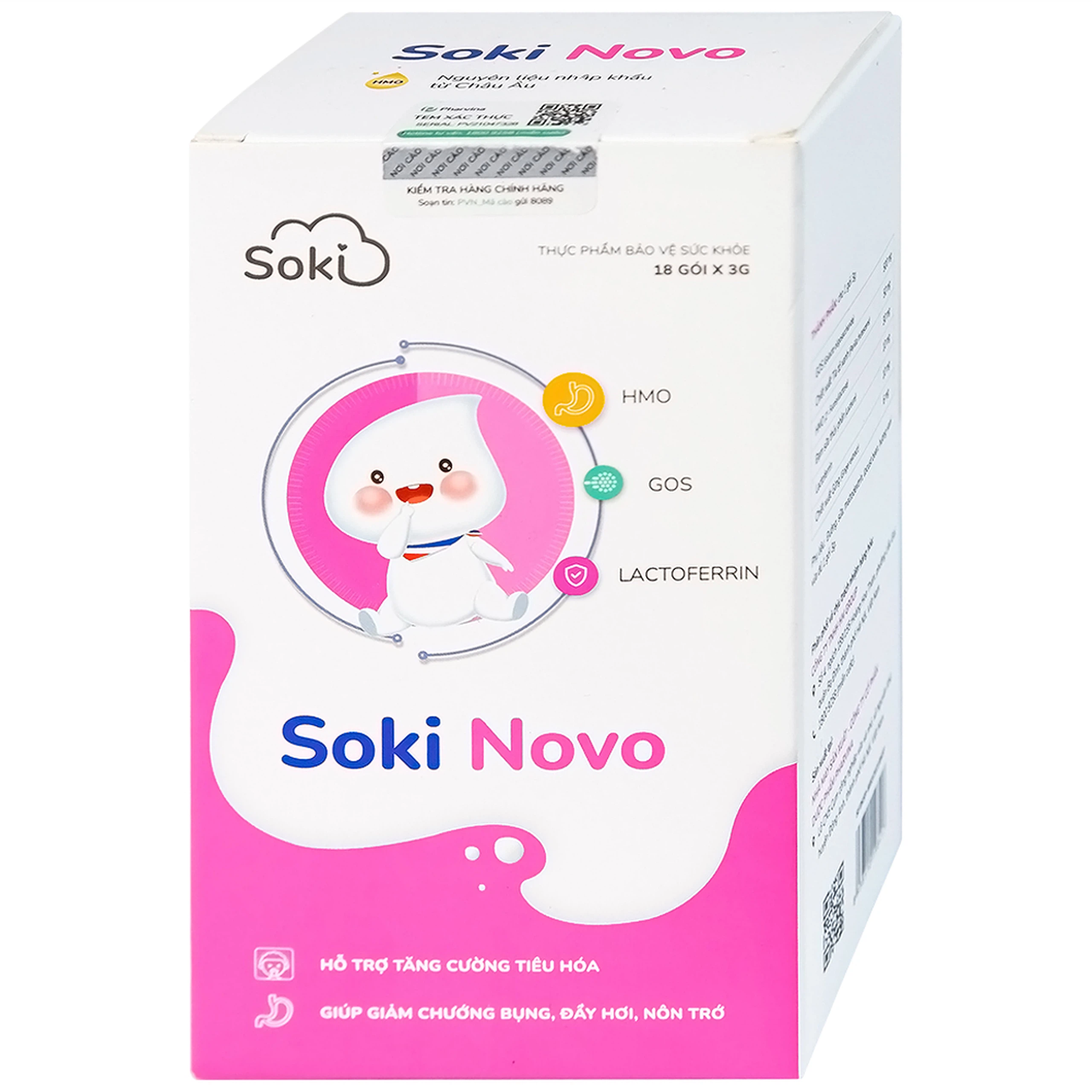 Bột hòa tan Soki Novo hỗ trợ tăng cường tiêu hóa, giúp giảm chướng bụng (18 gói x 3g)